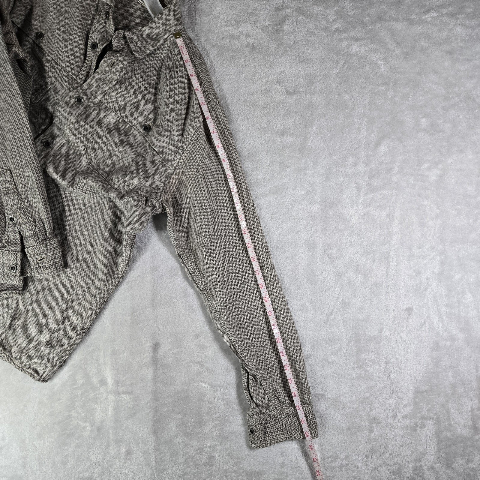 3sixteen Cotton Flannel Mens Size Medium Button Up Herringbone Pattern Read Des!