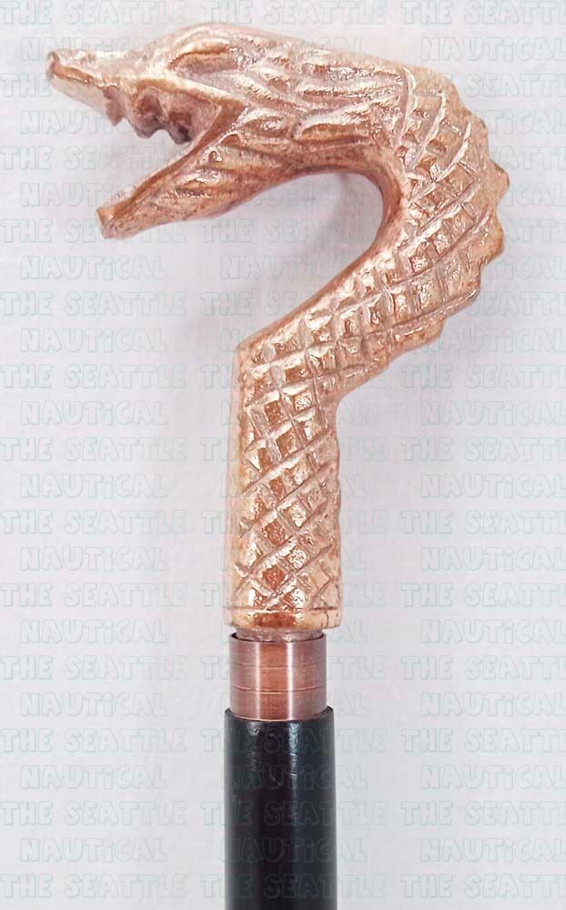 Copper Finish Designer Snake Dragon Handle Wooden Walking Stick Handmade Cane