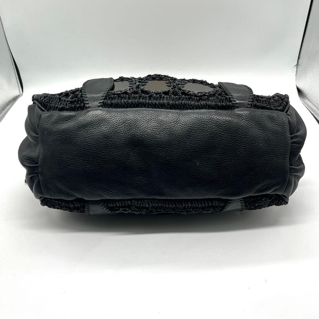JAMIN PUECH Handbag Art Bag Leather Black Authentic From Japan