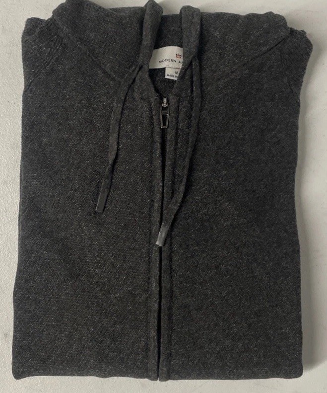MODERN AMBITION Mens Full Zip Hooded Sweater Hoodie Jacket DARK GRAY MEDIUM