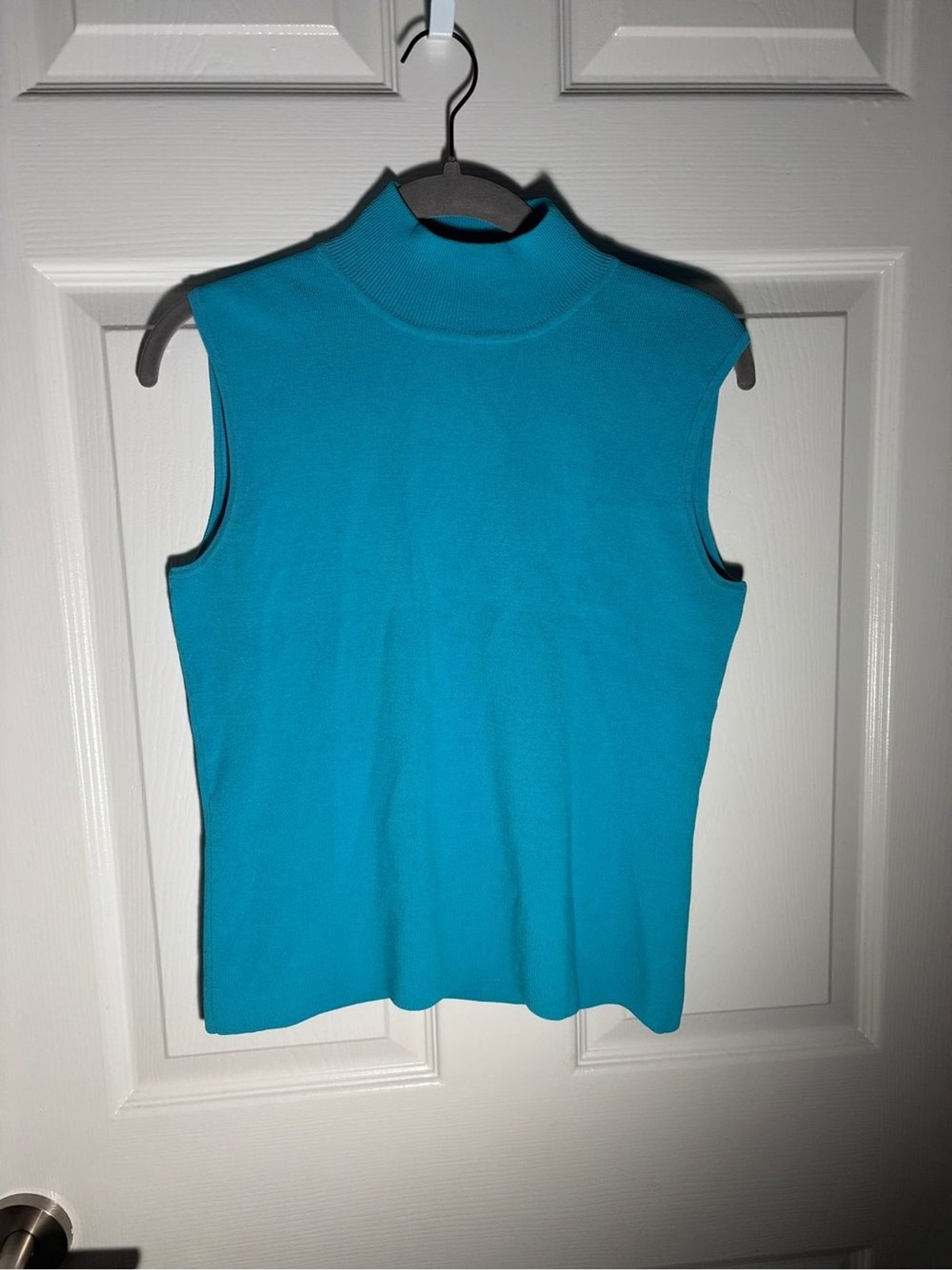 Cable & Gauge Aqua Mock Neck Sleeveless Sweater Knit Top Size S