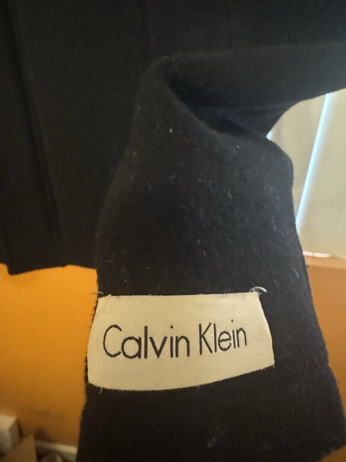 Calvin Klein Men’s Black Wool Blend Full Zip Jacket Stand-Up Collar Lined S