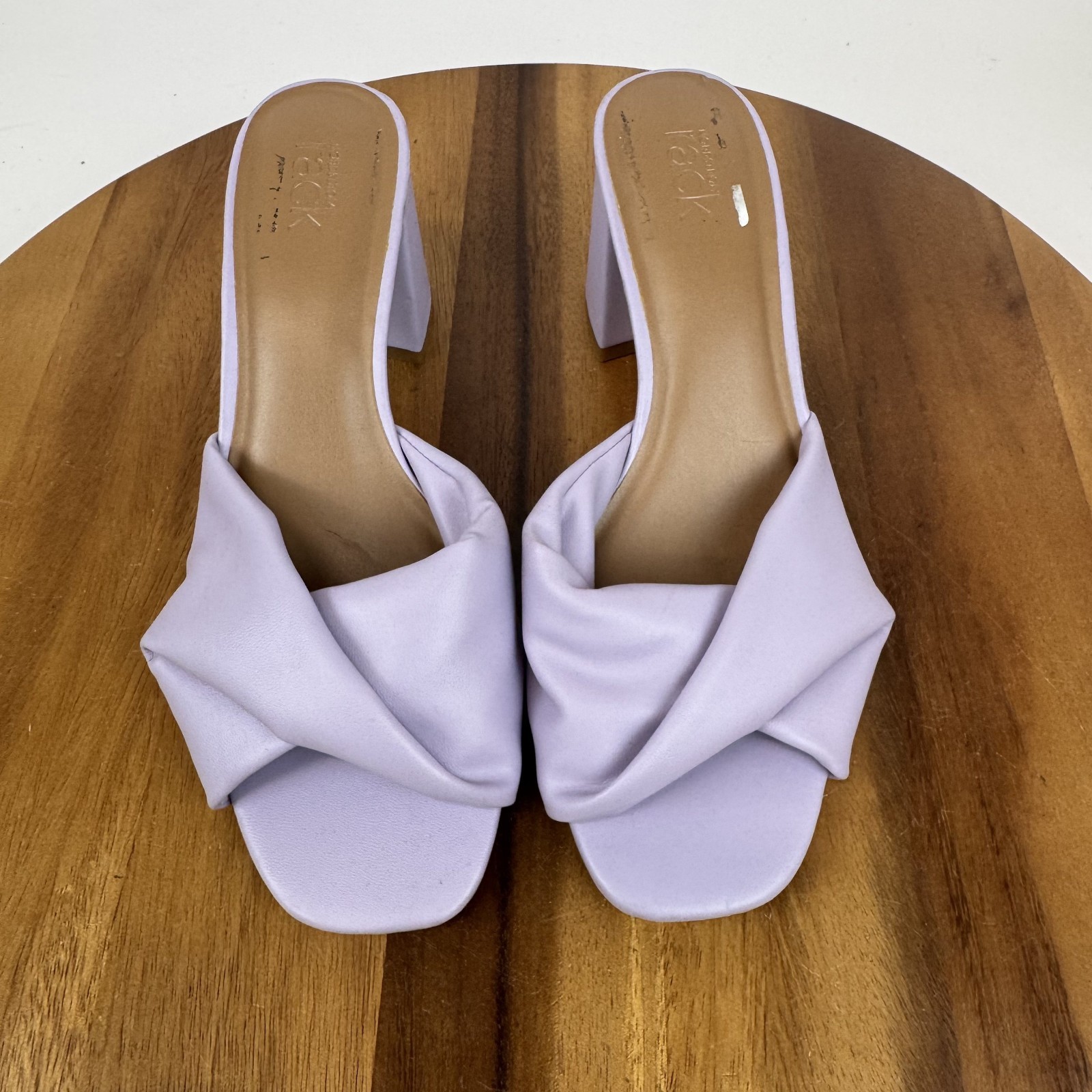 Womens Nordstrom Rack Loredo Lilac Faux Leather Heeled Slide Sandals Size 8 M