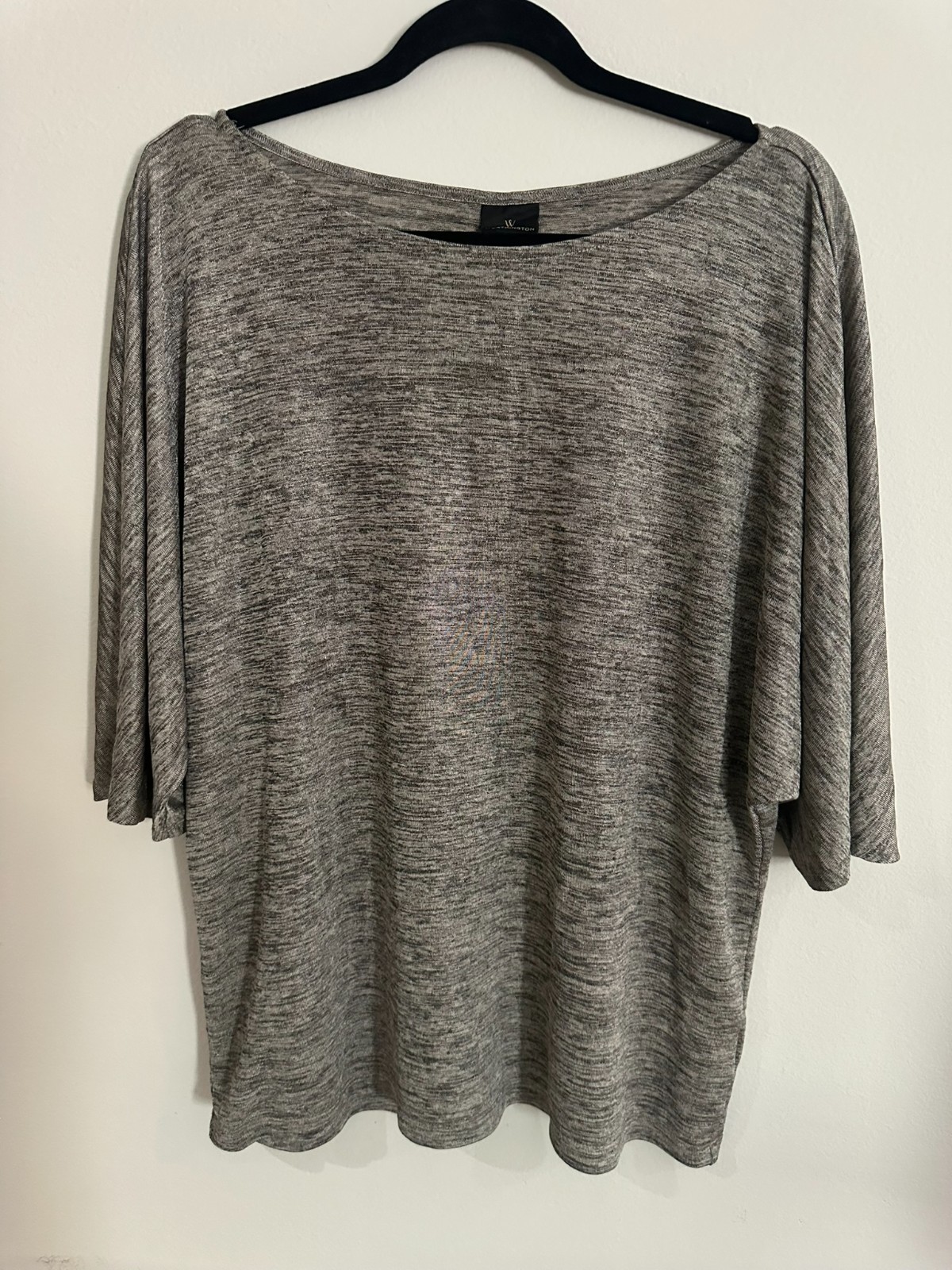 Women’s Heather Gray Knit Dolman Batwing Sleeve Slouchy Casual Top L