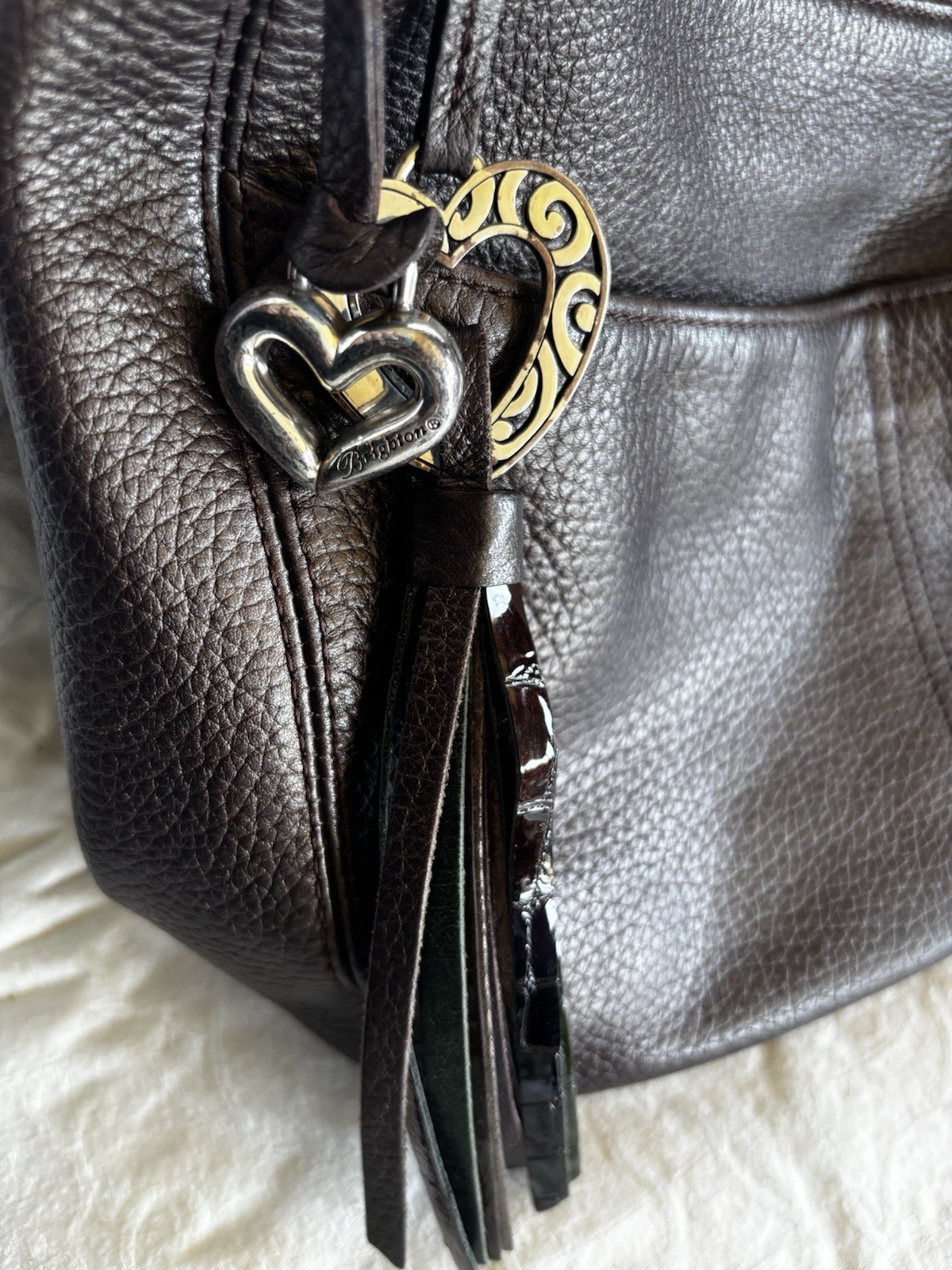 Brighton Barbados Hobo Bag Purse Shoulder Bag Leather Metallic Braided Strap