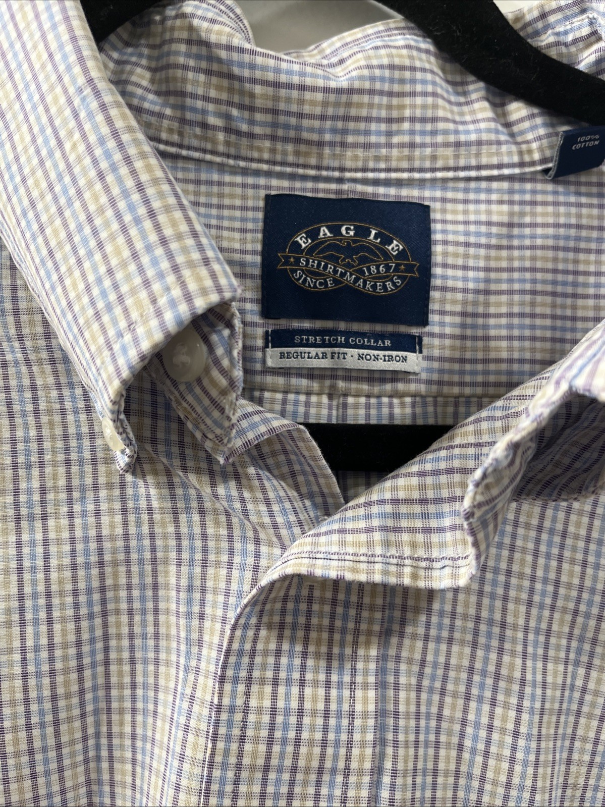 Eagle Shirtmakers Plaid Men’s Dress Shirt 17.5 36/37 100% Cotton Non-Iron