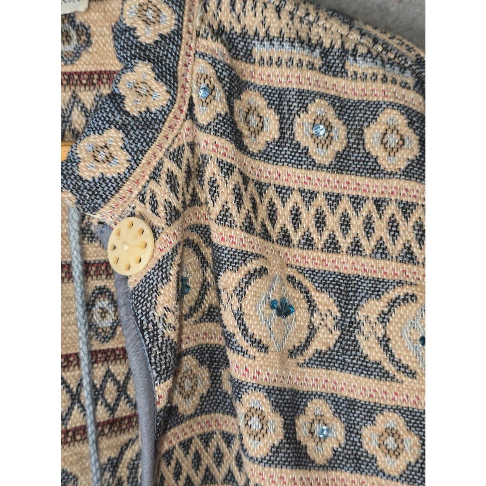 Vintage 90s Flashback Womens Tapestry Jacket M Blue Cotton Rayon Made India