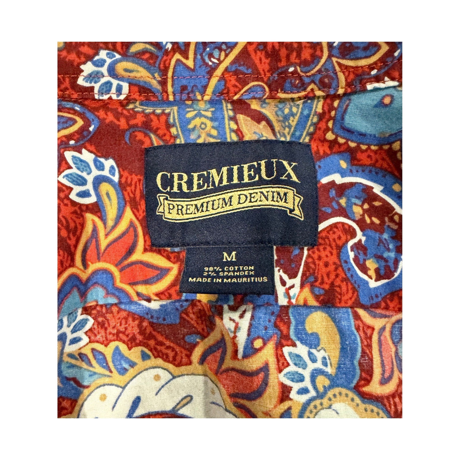 Cremieux Paisley Rodeo Button Up Shirt Womens M Blue Red Western Boho Stretch