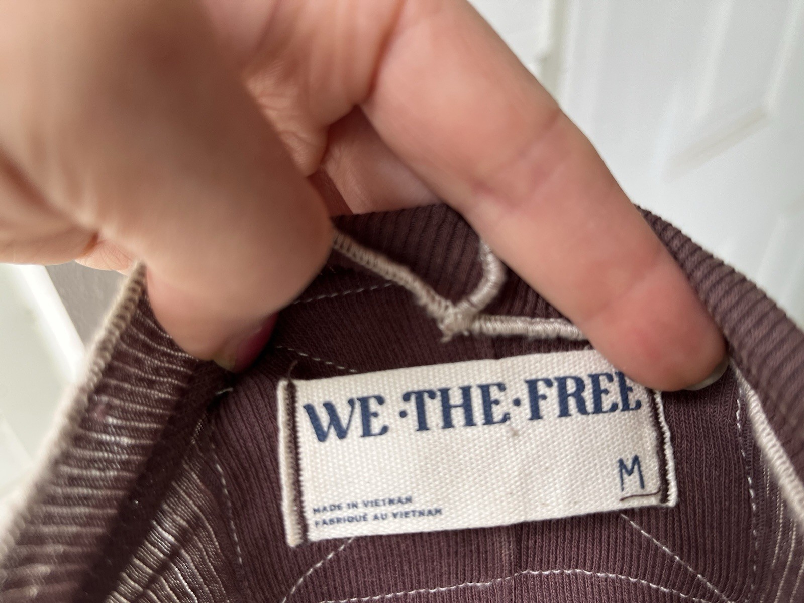 We The Free Size M Lettuce Edge Trim Brown Layering Shirt Long Sleeve