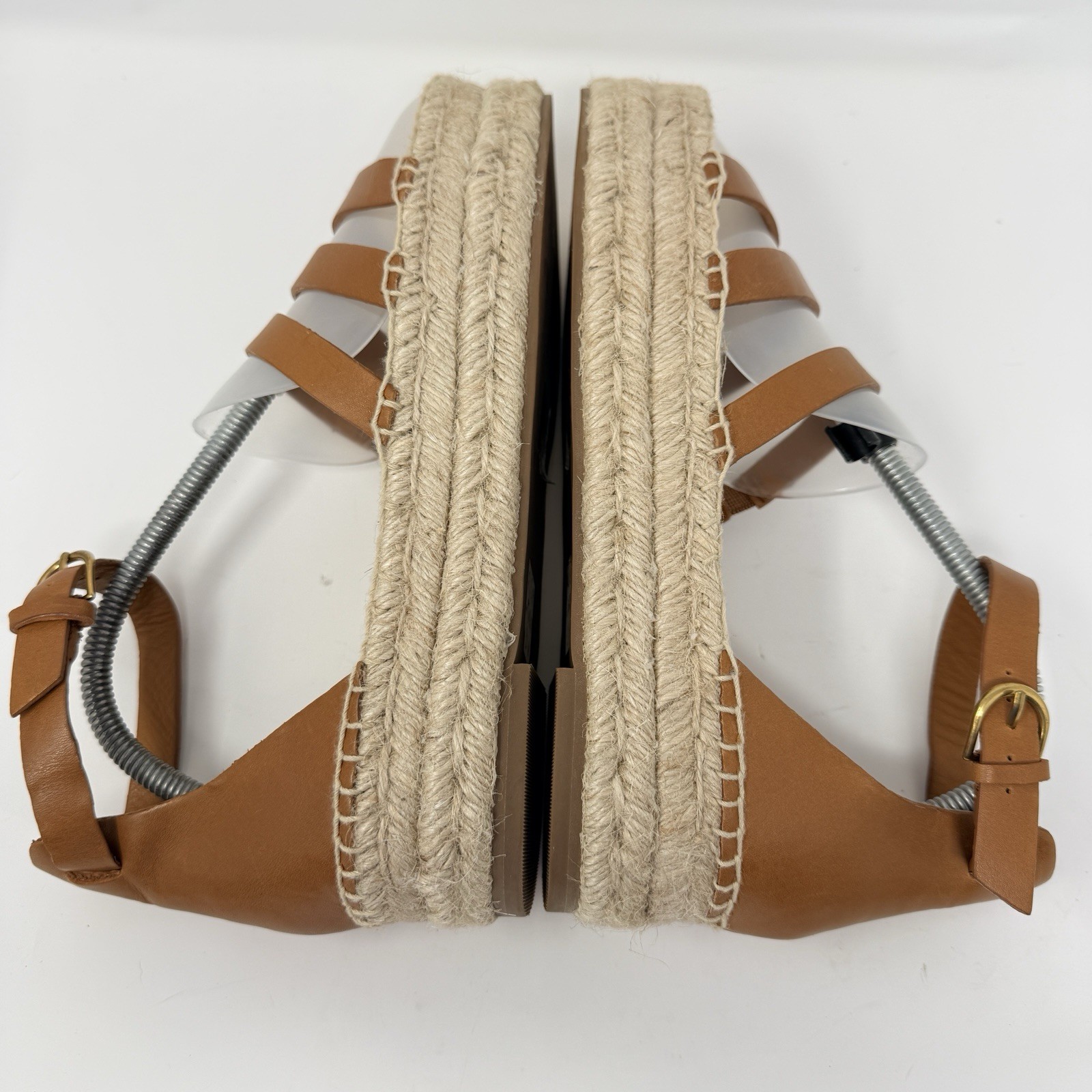 J Crew Grace Gladiator Espadrille Sandals Leather Platform Brown Womens 9