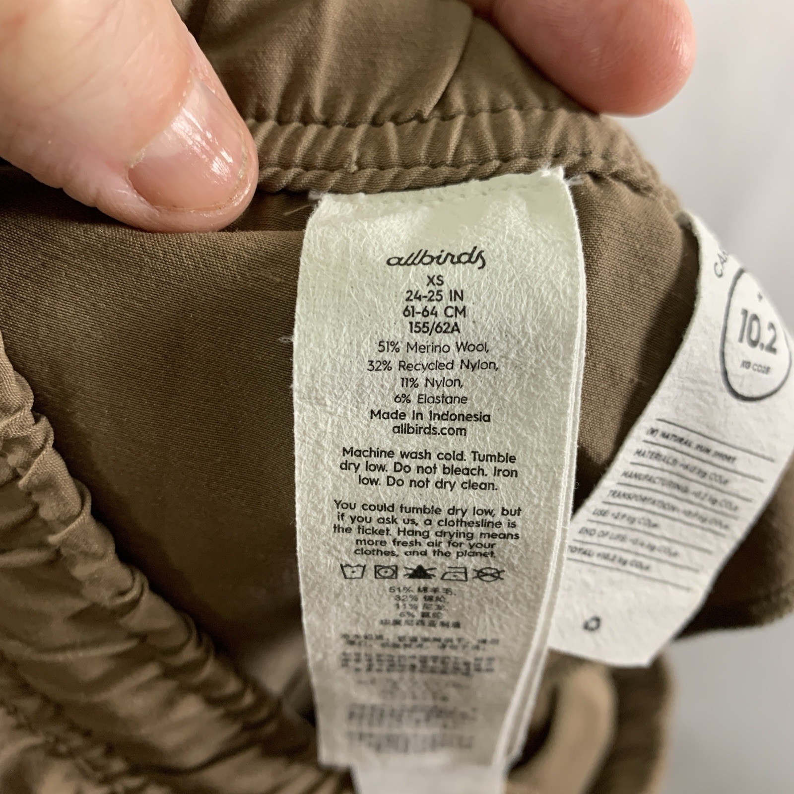 Allbirds Womens Carbon Footprint 10.2 Run Shorts XS Brown Wool Nylon Blend Light