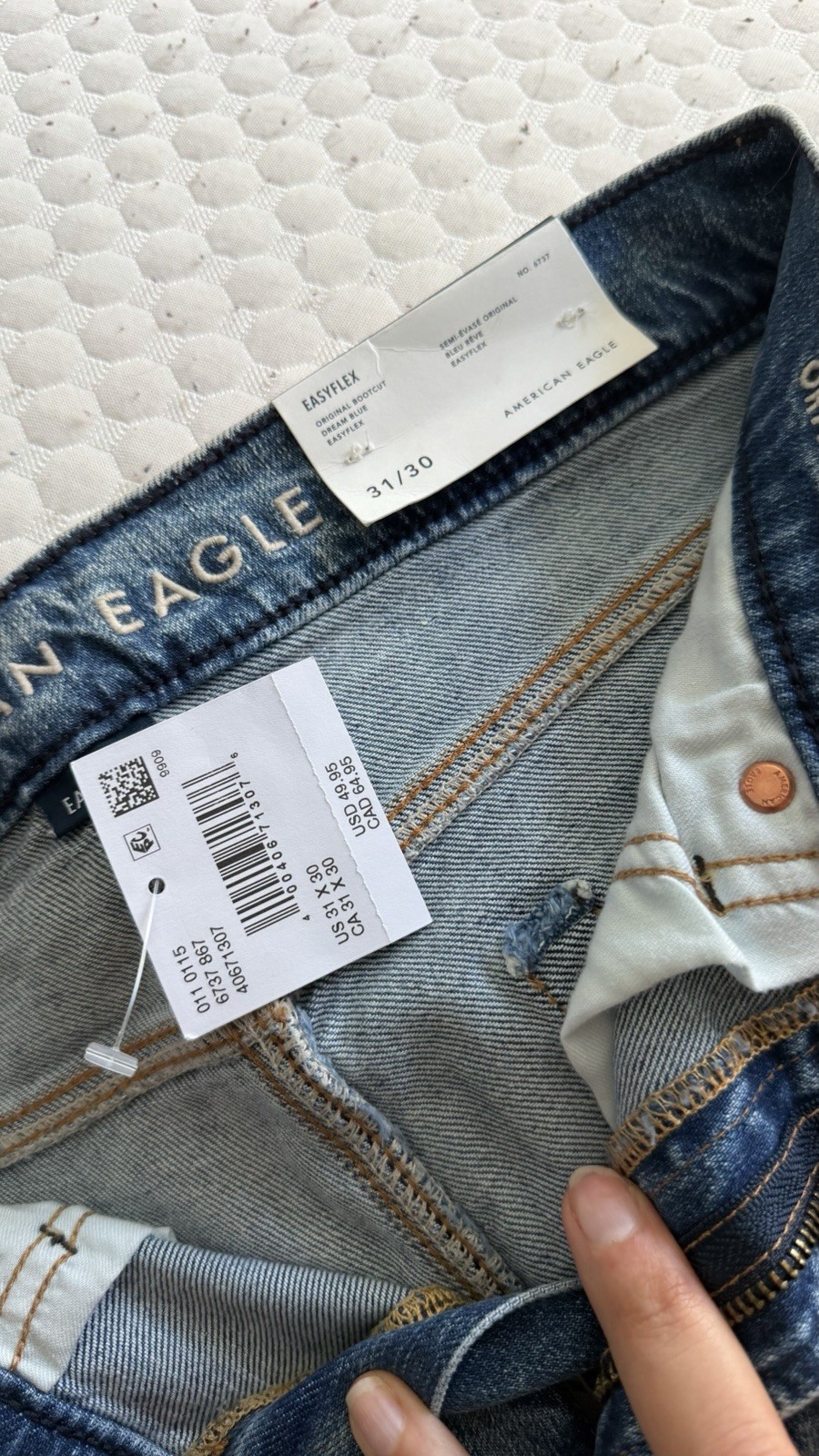 American Eagle Men’s Easyflex Bootcut Jeans Blue Light Wash Mid Rise Denim