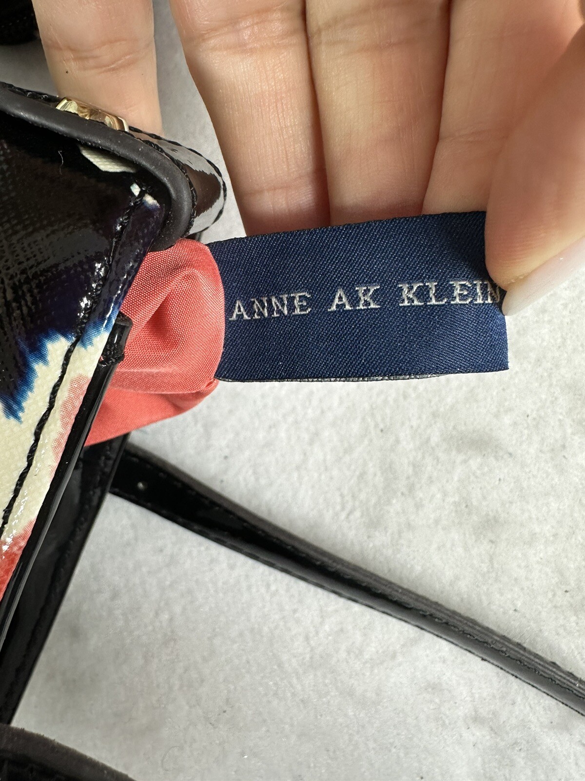 Anne Klein Shoulder Tote Bag Black Multi-Color Floral Purse Medium Adjustable