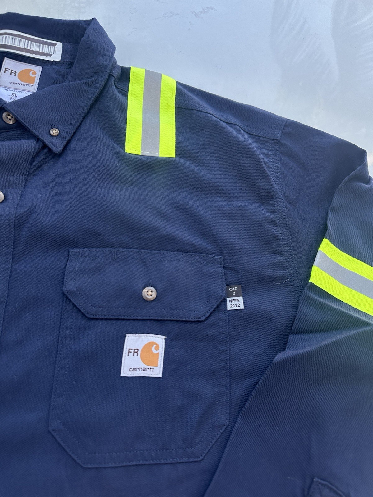 Lot Of 2 Carhartt FR Hi Visibility CAT 2 Lightweight Shirts Size Large Regular