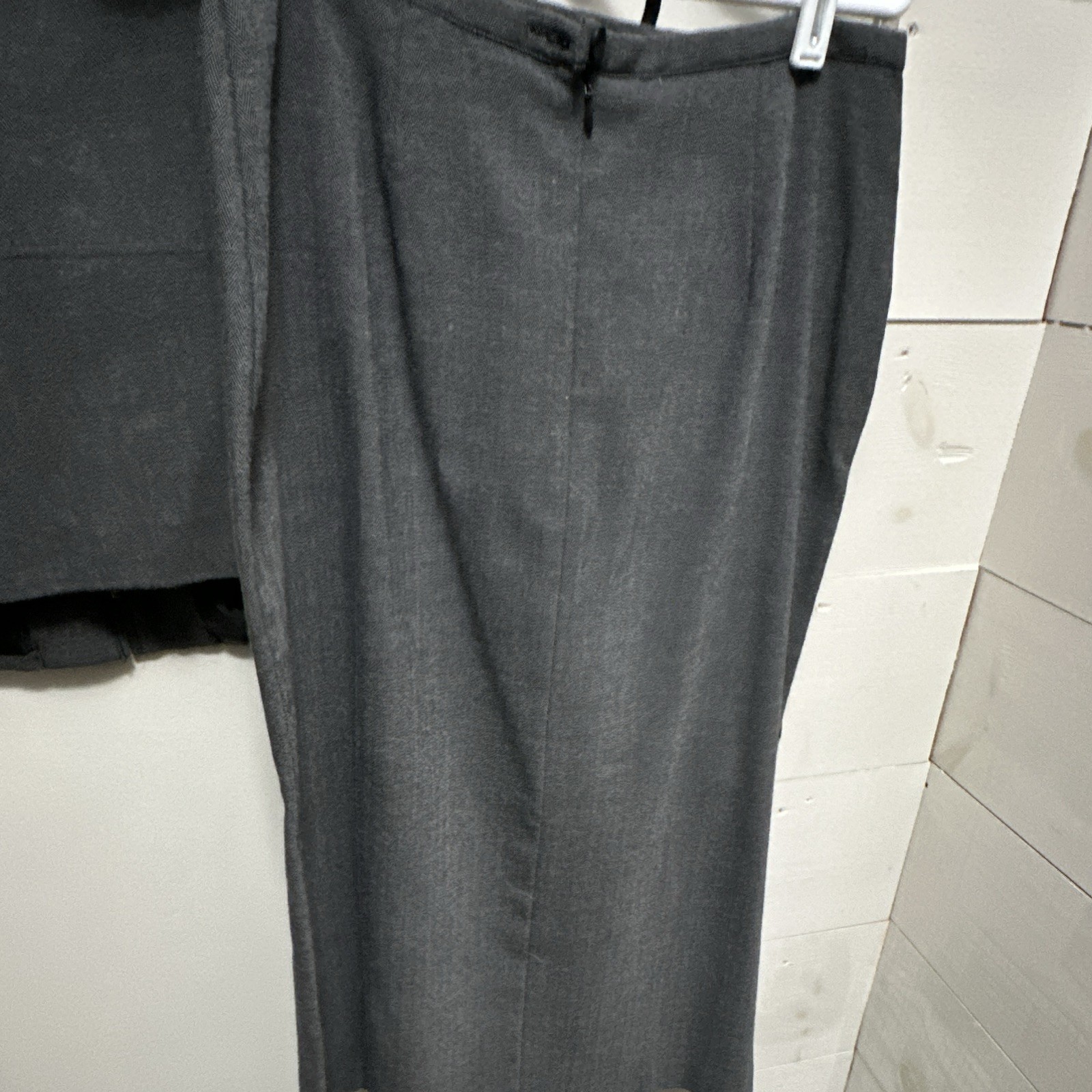 Norton McNaughton Petites 2pc Gray Herringbone Pant Suit Set 14P top 12p skirt