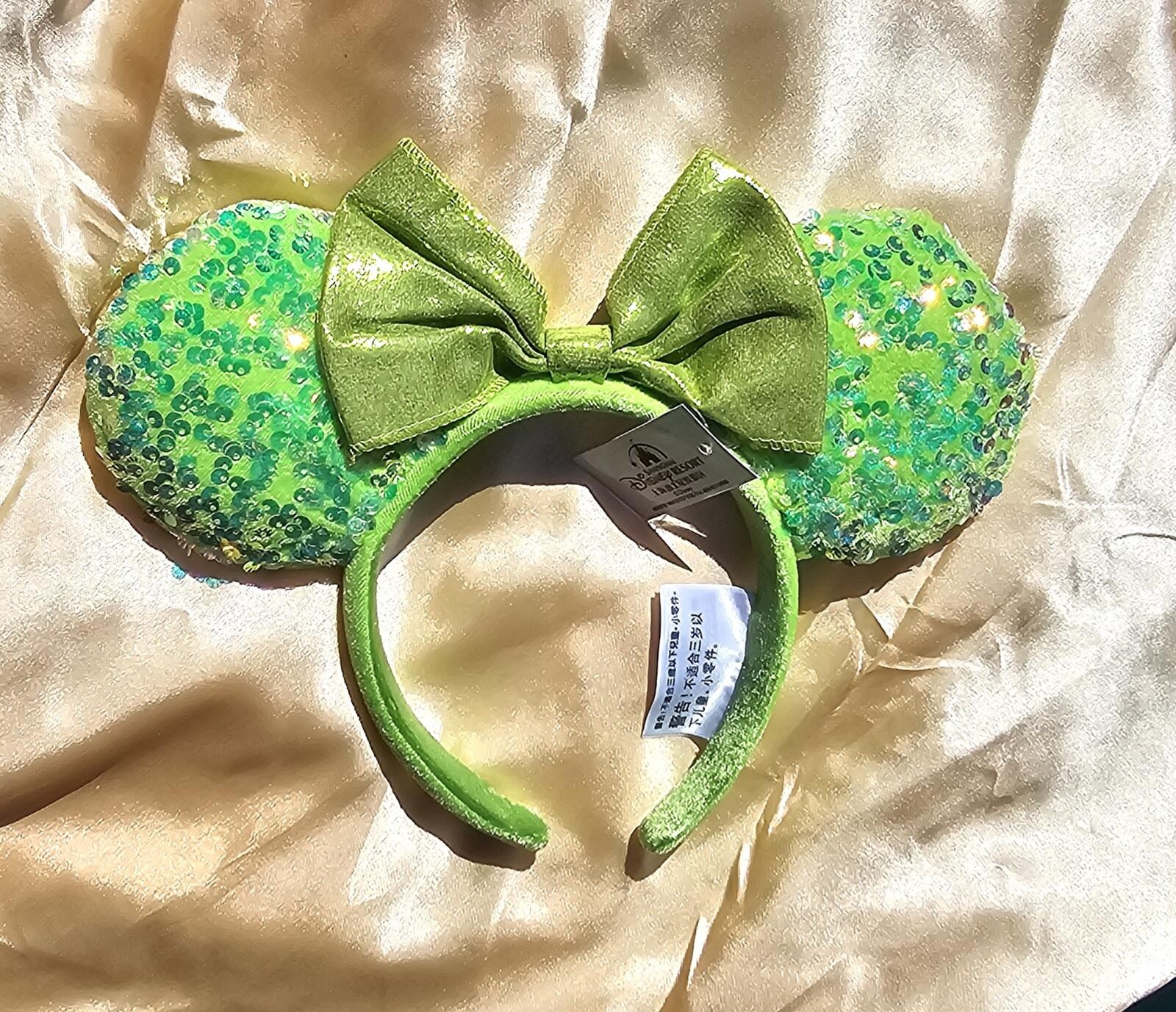 Disney Neon Green Sequin Minnie Ears Headband Lime