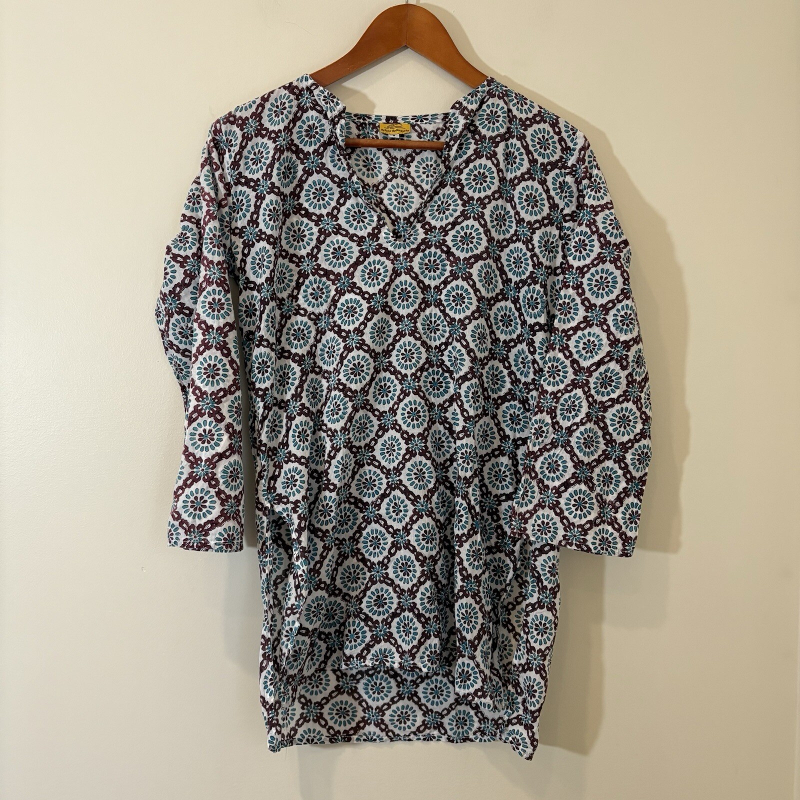 Roberta Roller Rabbit Womens Tunic Top Small Floral Boho Hippie Festival