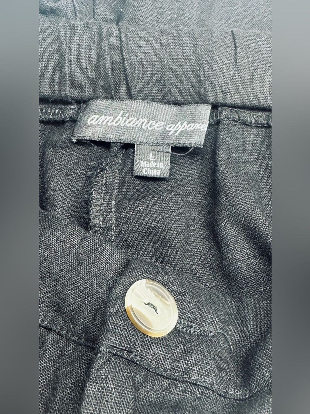 Ambiance Apparel Black Linen Blend High-Waisted Shorts, Size Large