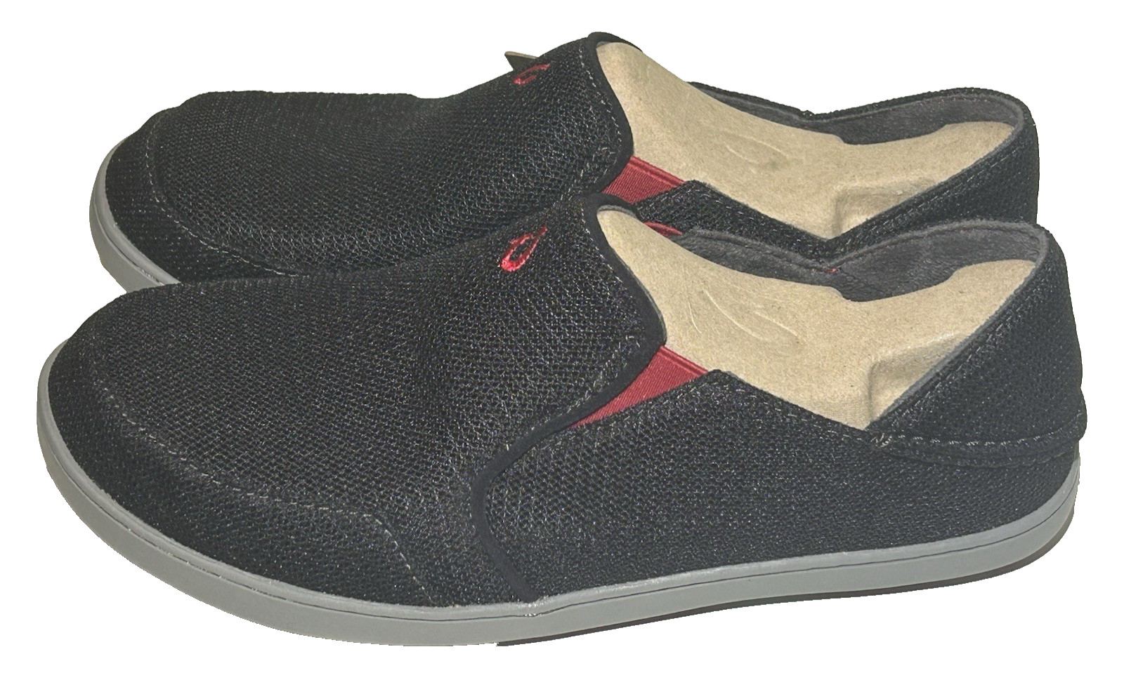 OluKai Mens Size 9 Nohea Mesh Slip On Black Loafer Boat Shoe Lightweight Comfort