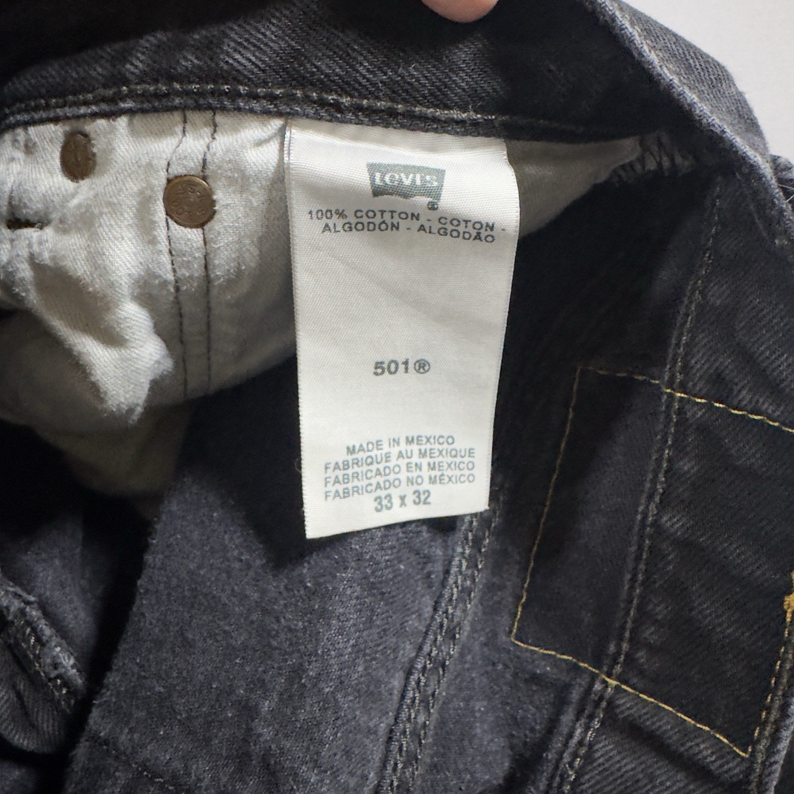 Levi’s 501 Original Fit Jeans Mens 33×32 Black Button Fly Straight Leg Cotton