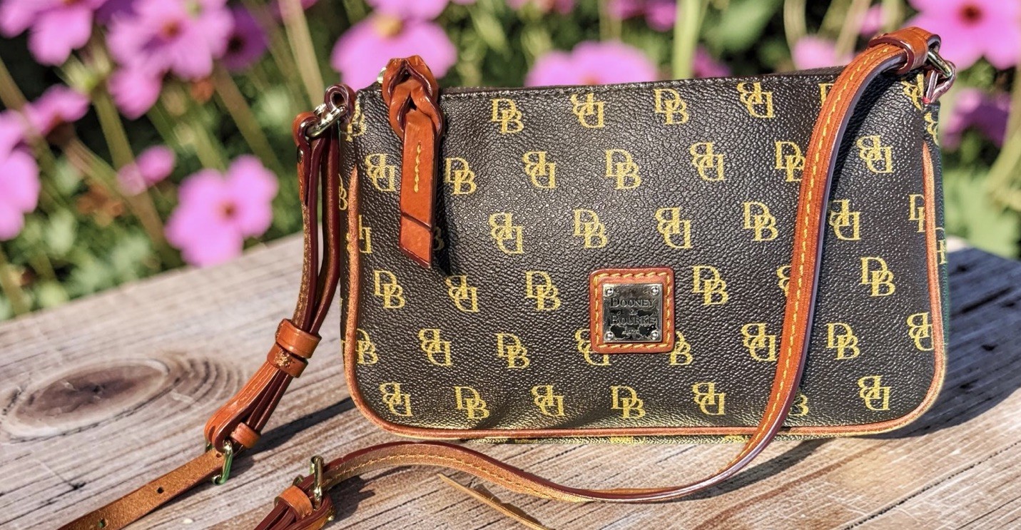 Dooney Bourke Gretta Lexi Small Crossbody Bag Dark Brown T’Moro DB Logo Monogram