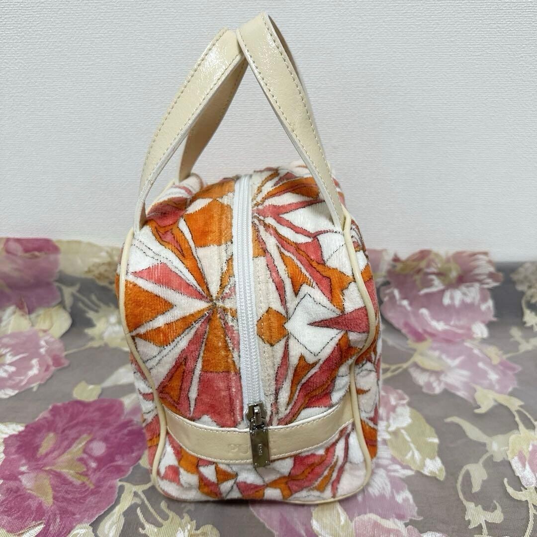 Emilio Pucci Multicolor Cotton Knit Handbag Leather Trim Tote Bag 20cm 7.87in