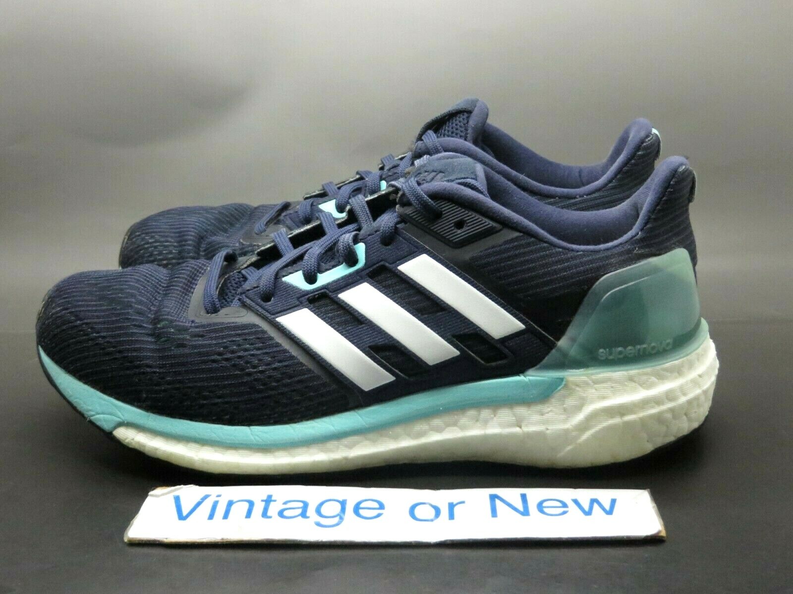 Women’s Adidas Supernova Boost Noble Ink Blue White Aqua Running BB3485 sz 7