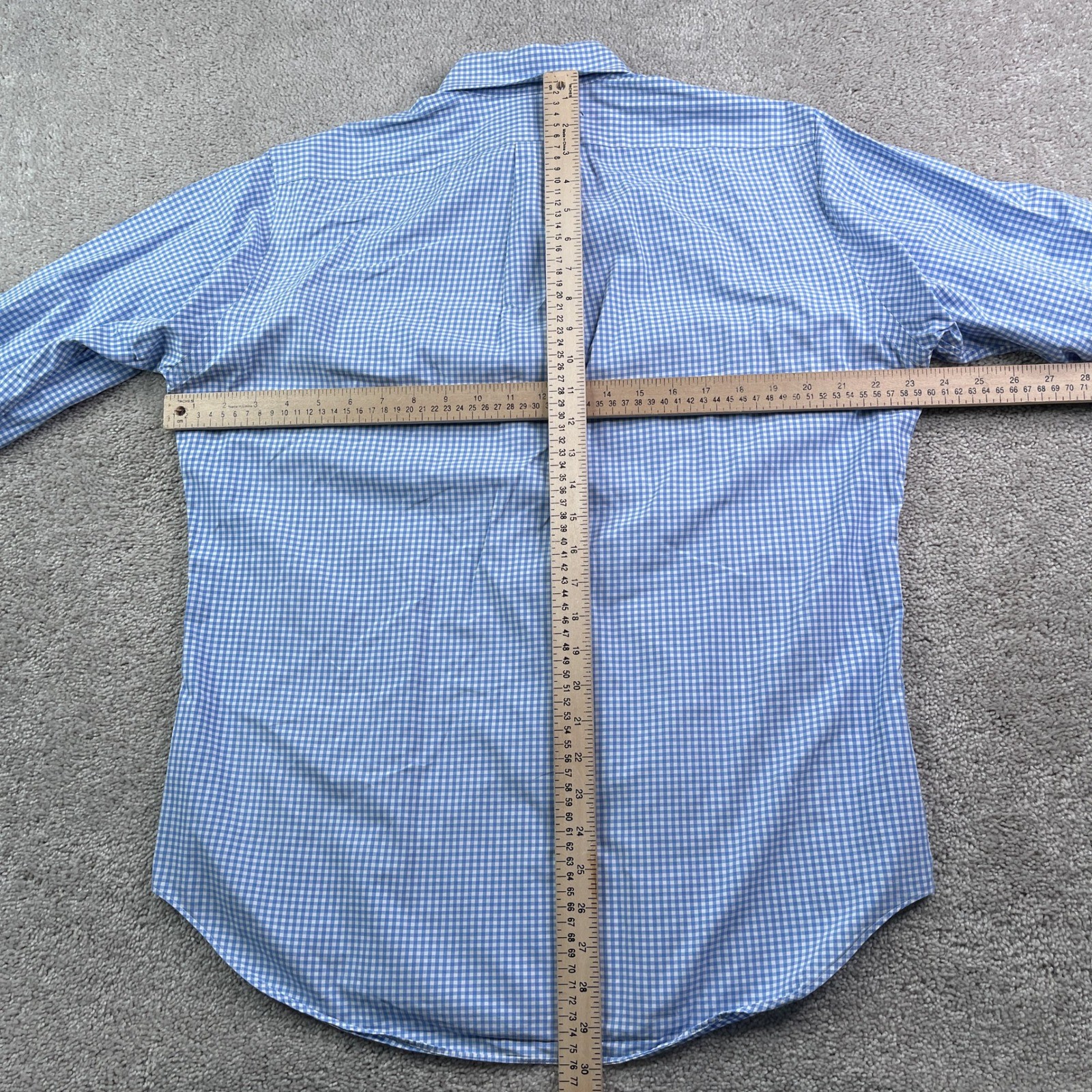 Ralph Lauren Shirt Mens Medium Blue Gingham Classic Fit Button Down Pony Logo