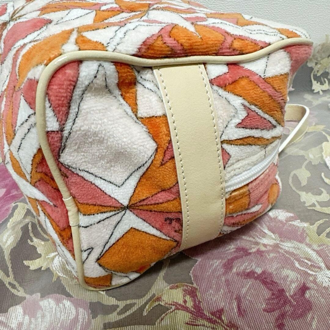 Emilio Pucci Multicolor Cotton Knit Handbag Leather Trim Tote Bag 20cm 7.87in