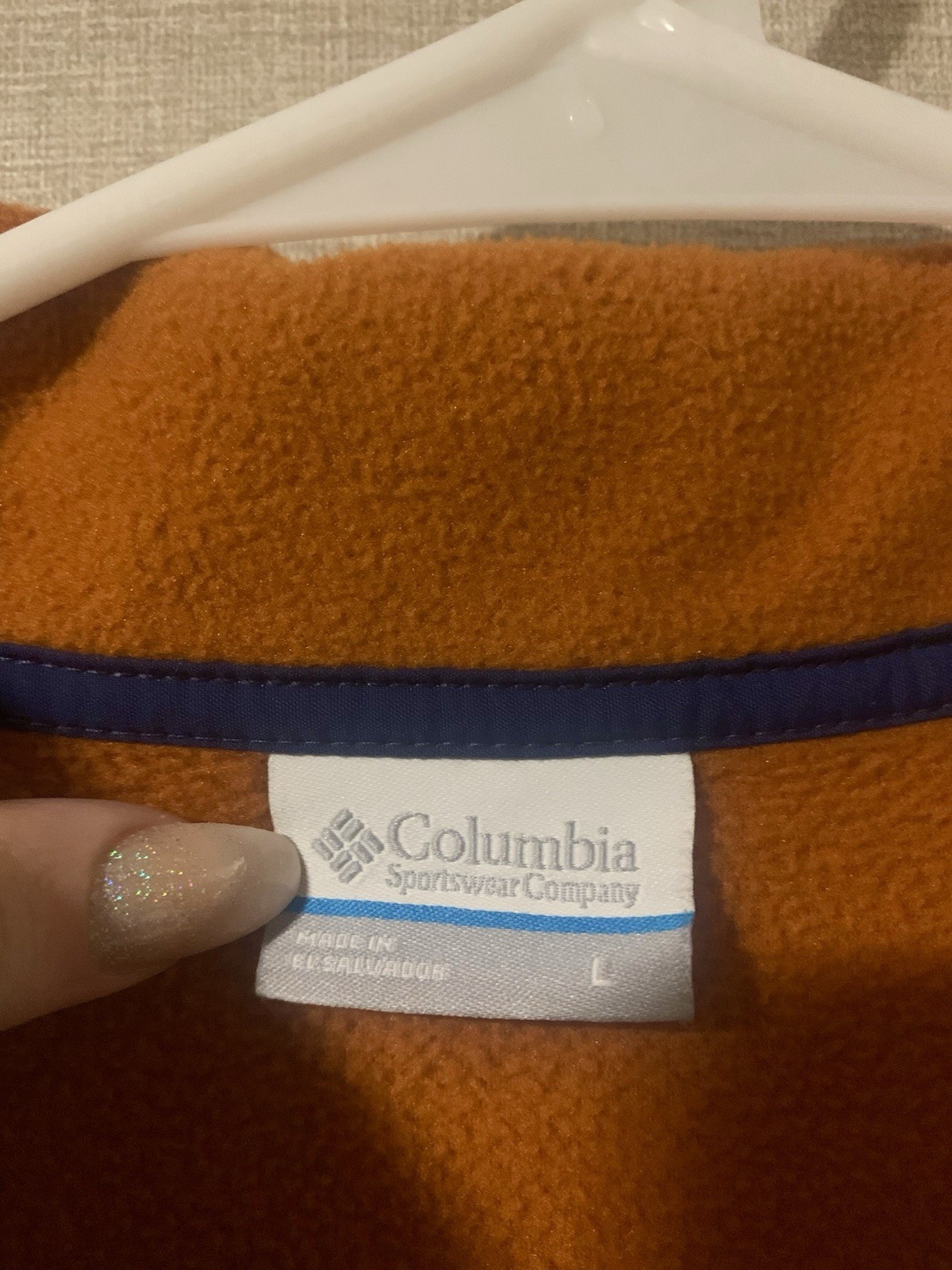 Columbia Colorblock Two-Tone Green & Orange Snap-Front Fleece Pullover large