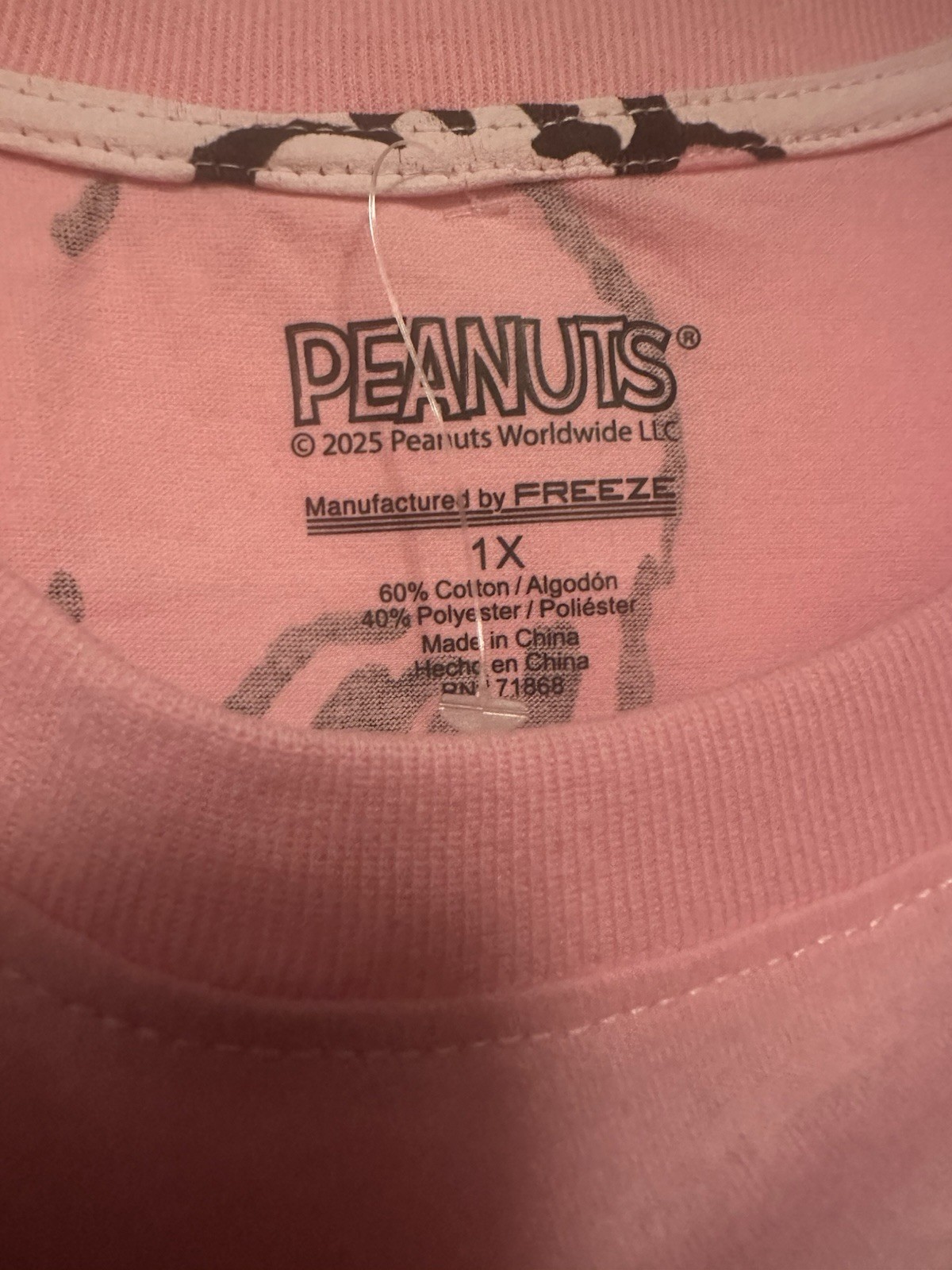 Peanuts Pink Snoopy Woodstock Graphic Crew Neck Short Sleeve Jersey Tee 1X