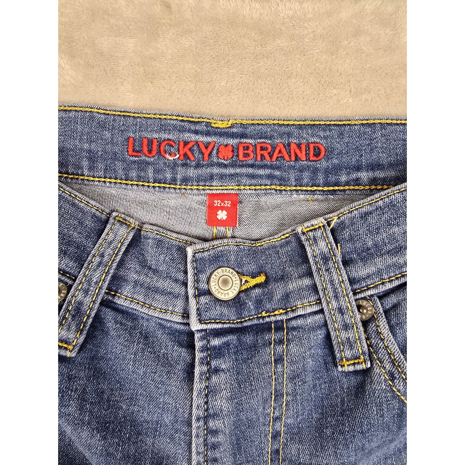 Lucky Brand 223 Straight Jeans Mens 32×32 Blue Denim Stretch Whiskered