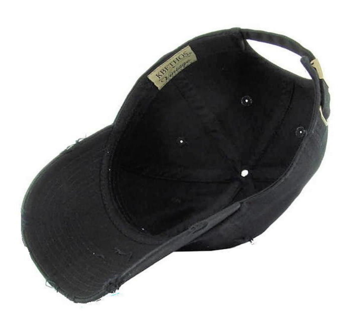 KBETHOS Rose Distressed 6 Panel Hat Black KBSV-124V-BLK FREE SHIPPING