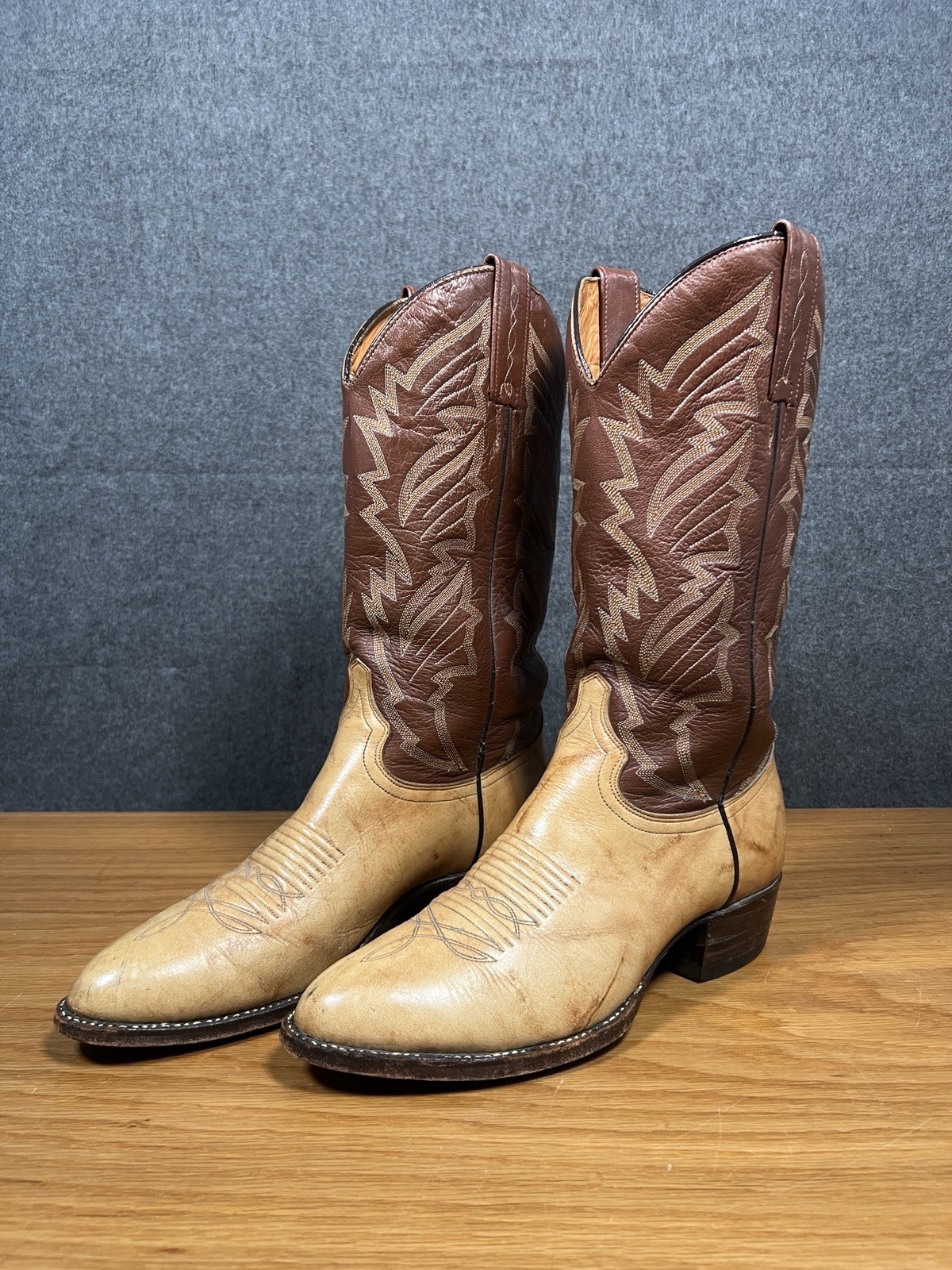J Chisholm Boots Men’s Handcrafted Western Leather Size 9D Tan