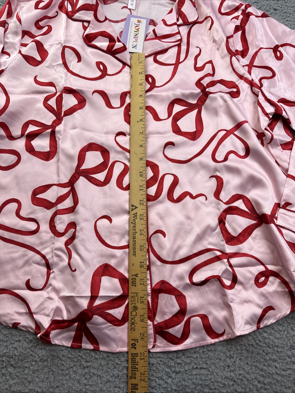 JoySpun Womens Plus Size 2X 18W/20W Pink Ribbons Satin Top & Shorts Pajama Set