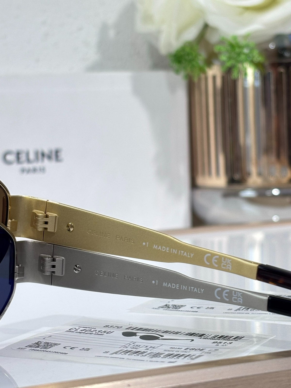 Celine CL40235U Arc de Triomphe Oval Sunglasses Gold Frame 54-18-135