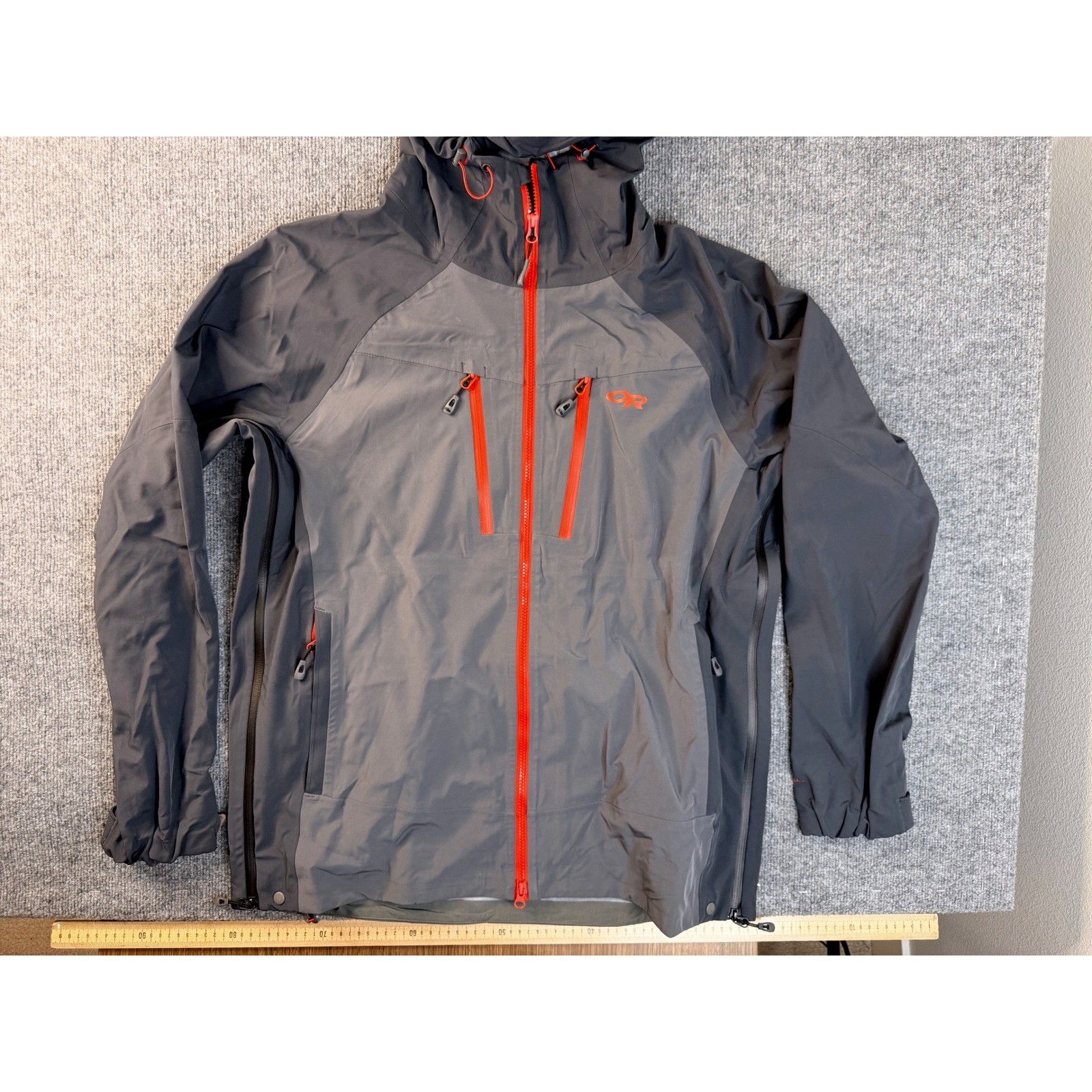 Outdoor Research Jacket Men XL Gray Orange Softshell Hooded Hikin Full Zip XL/TG