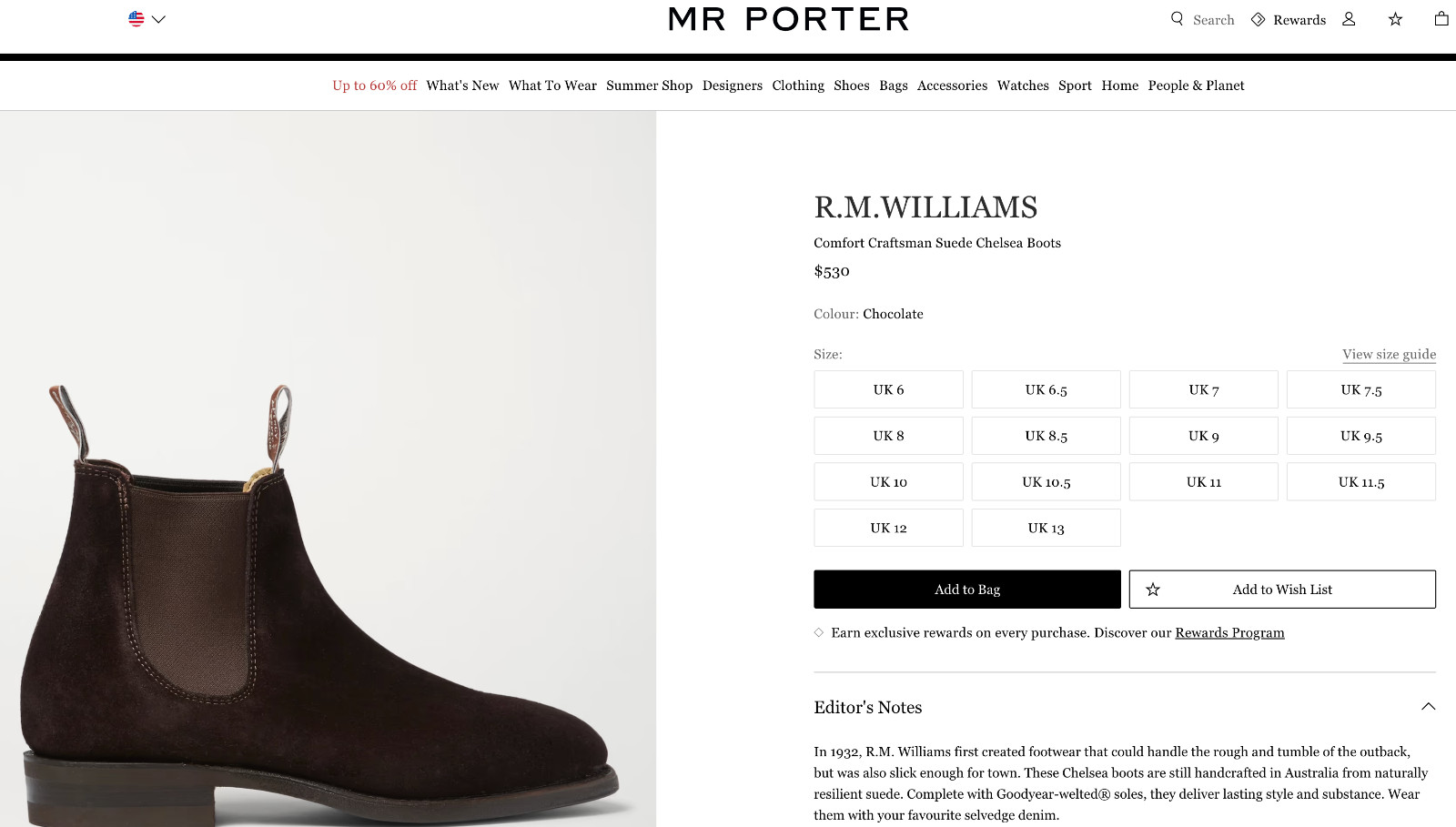 $590 | RM WILLIAMS 8 G 9 COMFORT CRAFTSMAN CHELSEA BOOT BLACK LEATHER