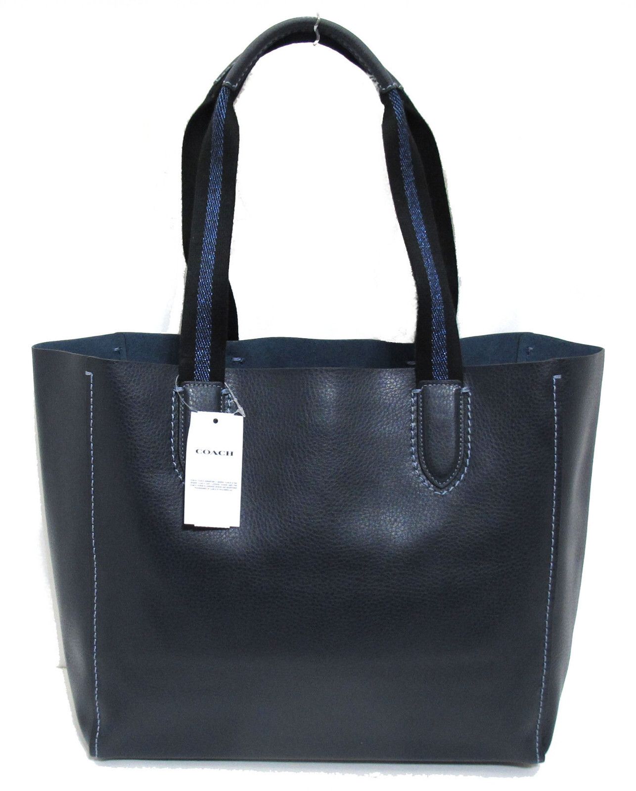 NEW Authentic COACH Embossed Horse & Carriage Leather Derby Tote Midnight Navy