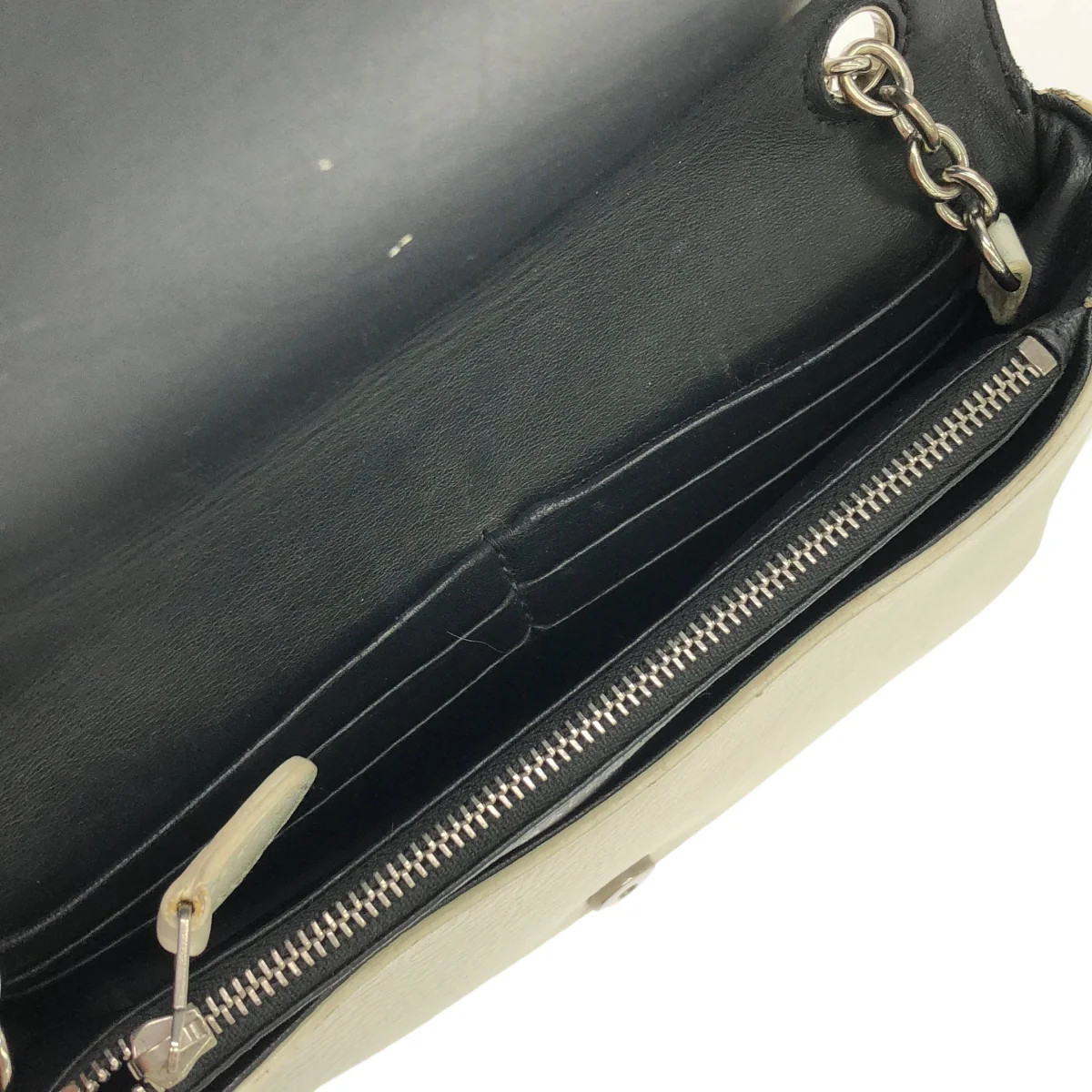 BALENCIAGA 537387 Everyday Leather Logo Chain Wallet Shoulder Bag White Used