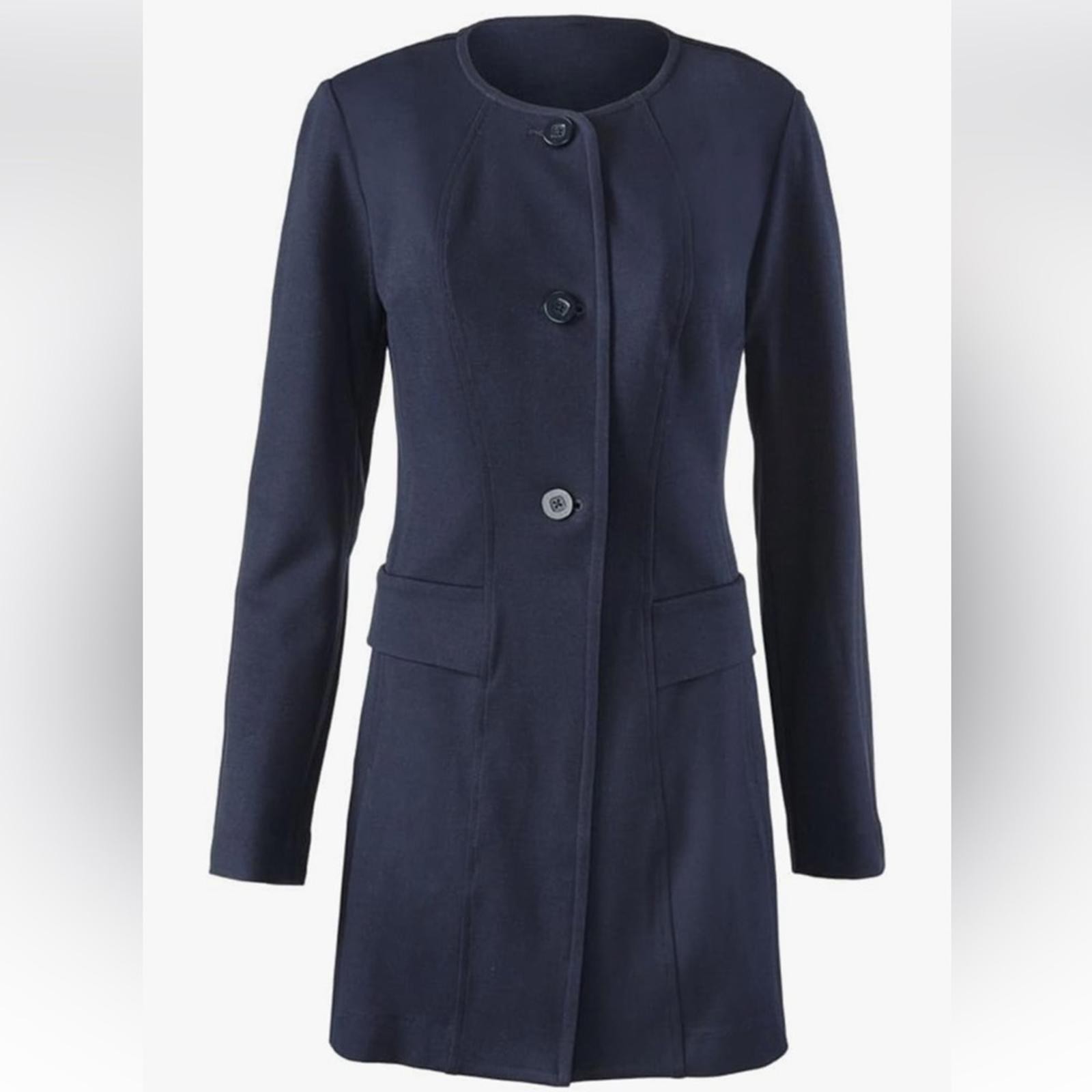 CAbi #5093 Lido Navy 3 Button Front Jacket Womens Size Medium with Pockets