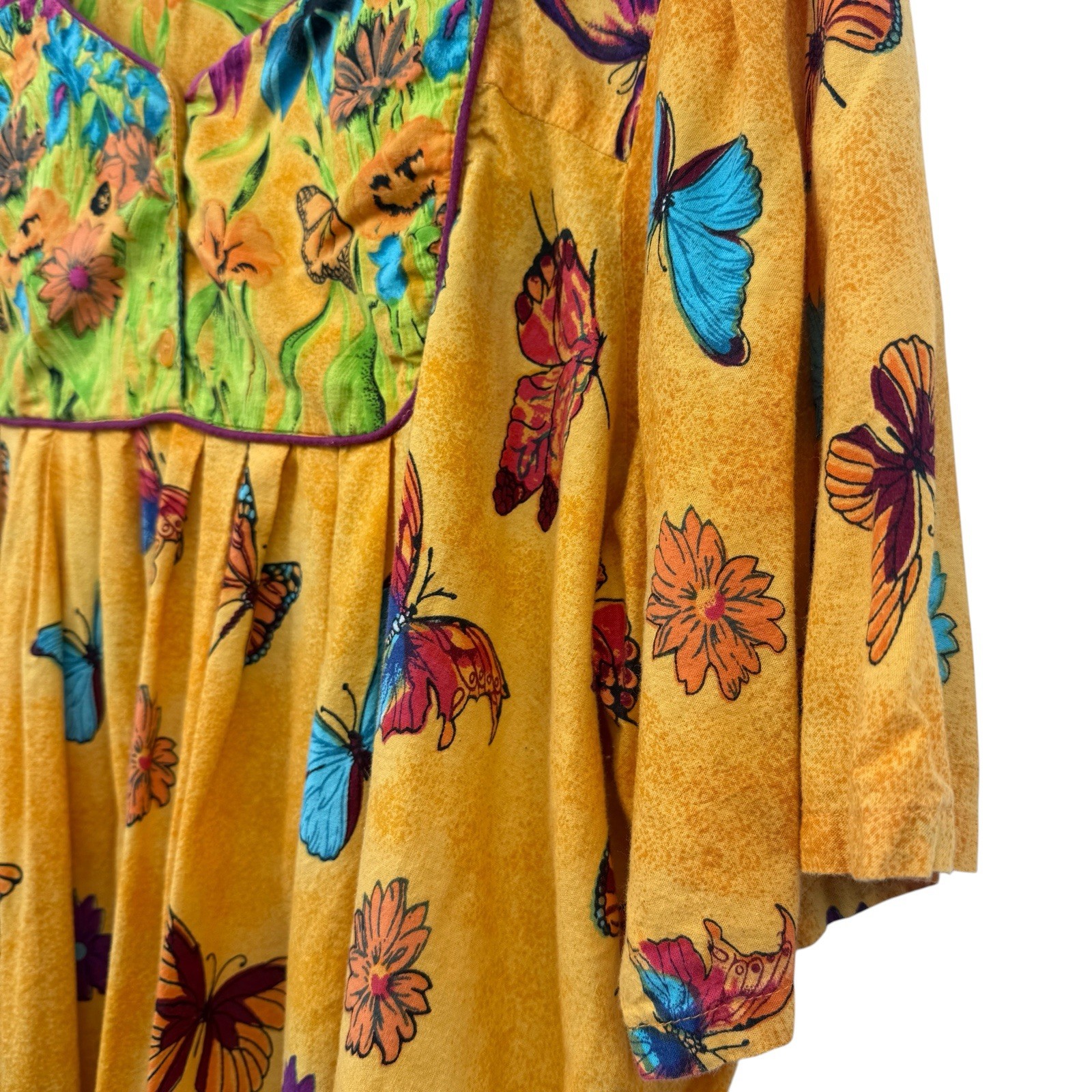 Only Necessities Muumuu House Dress 2X Butterfly Floral 100% Cotton Cafton 90’s