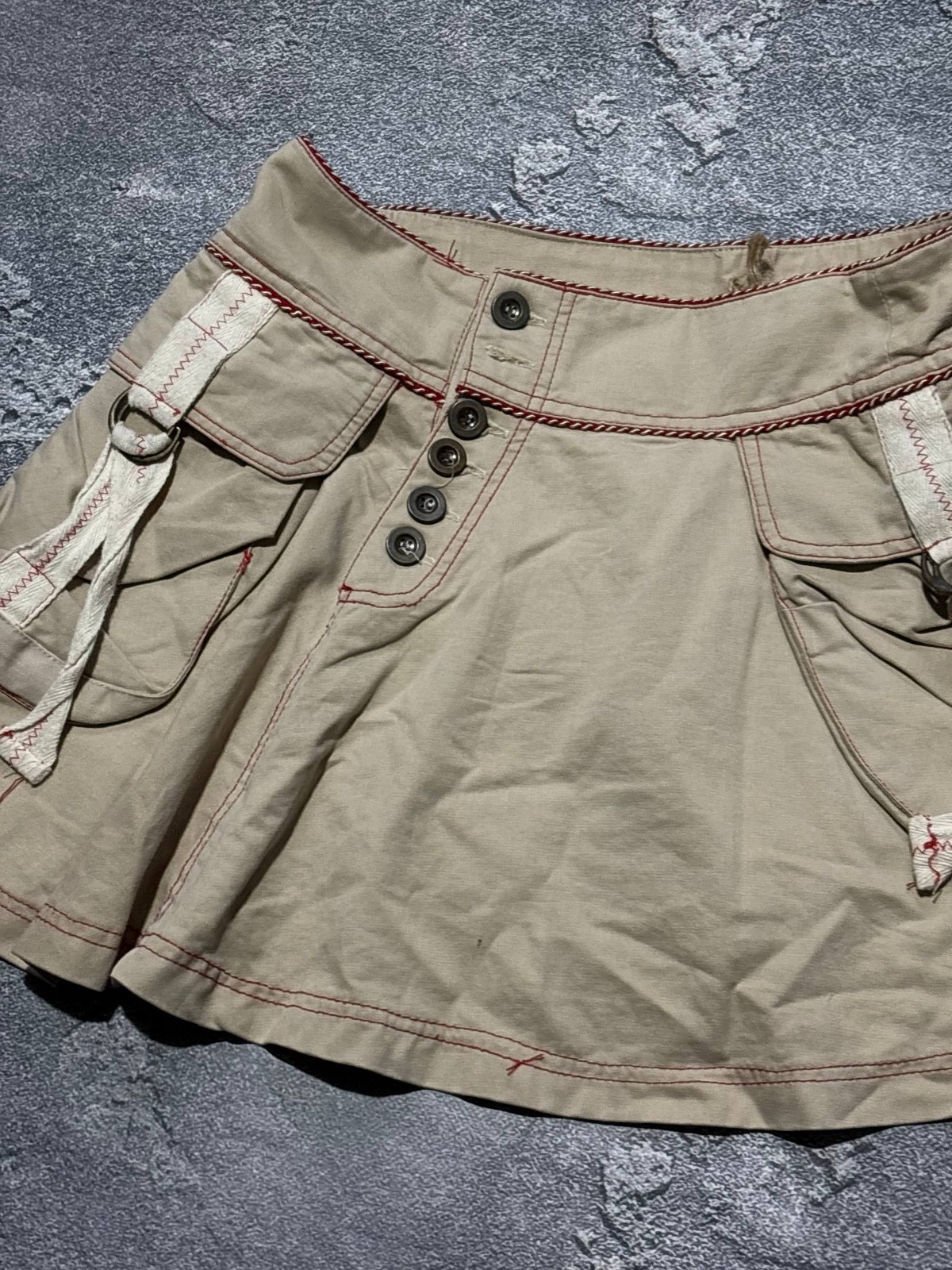 Morgan De Toi Beige Cargo Mini Skirt Goblincore Fairycore Embroidered Size M