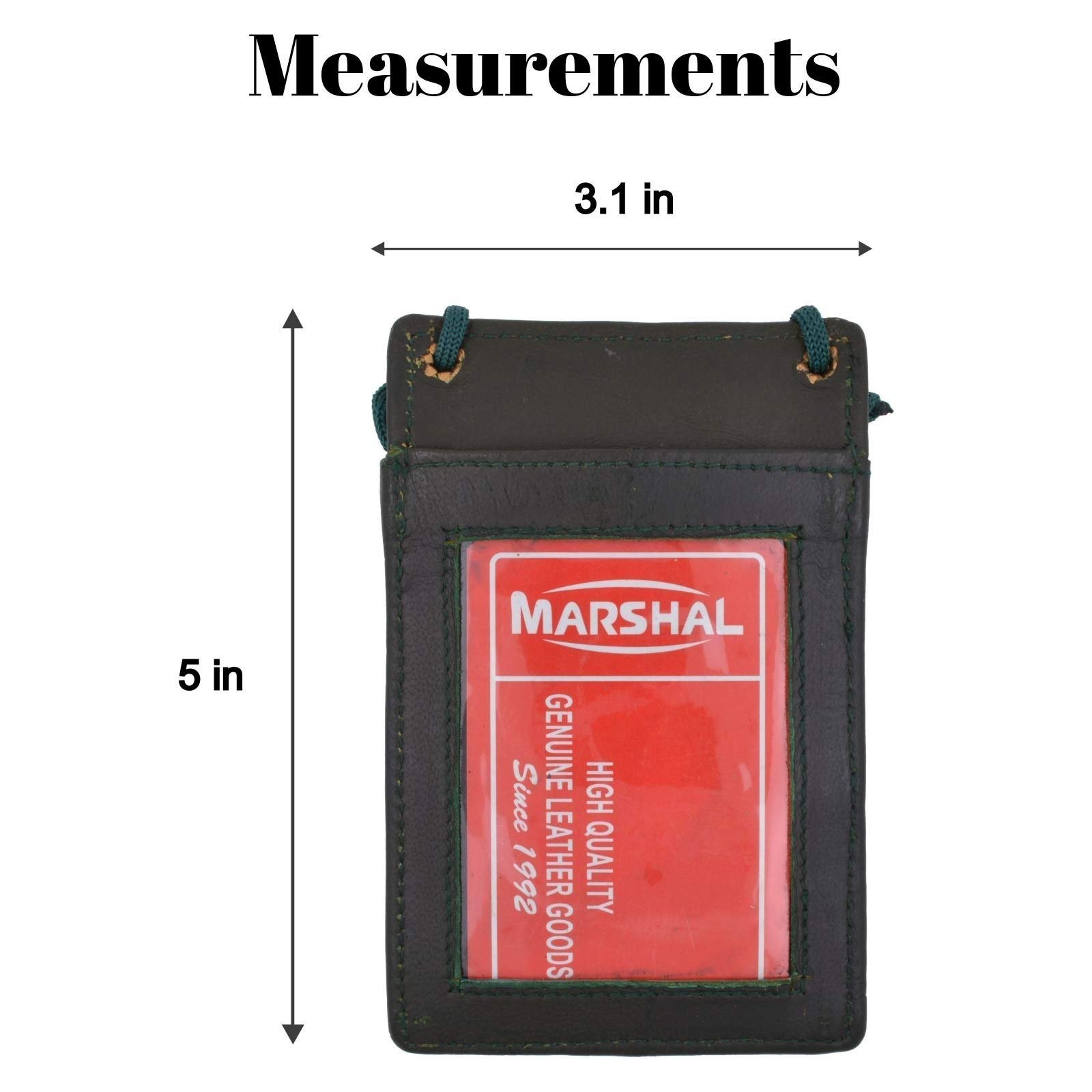 MARSHAL New Leather Neck Strap ID Badge Credit Card Holder Pouch Wallet Mini…