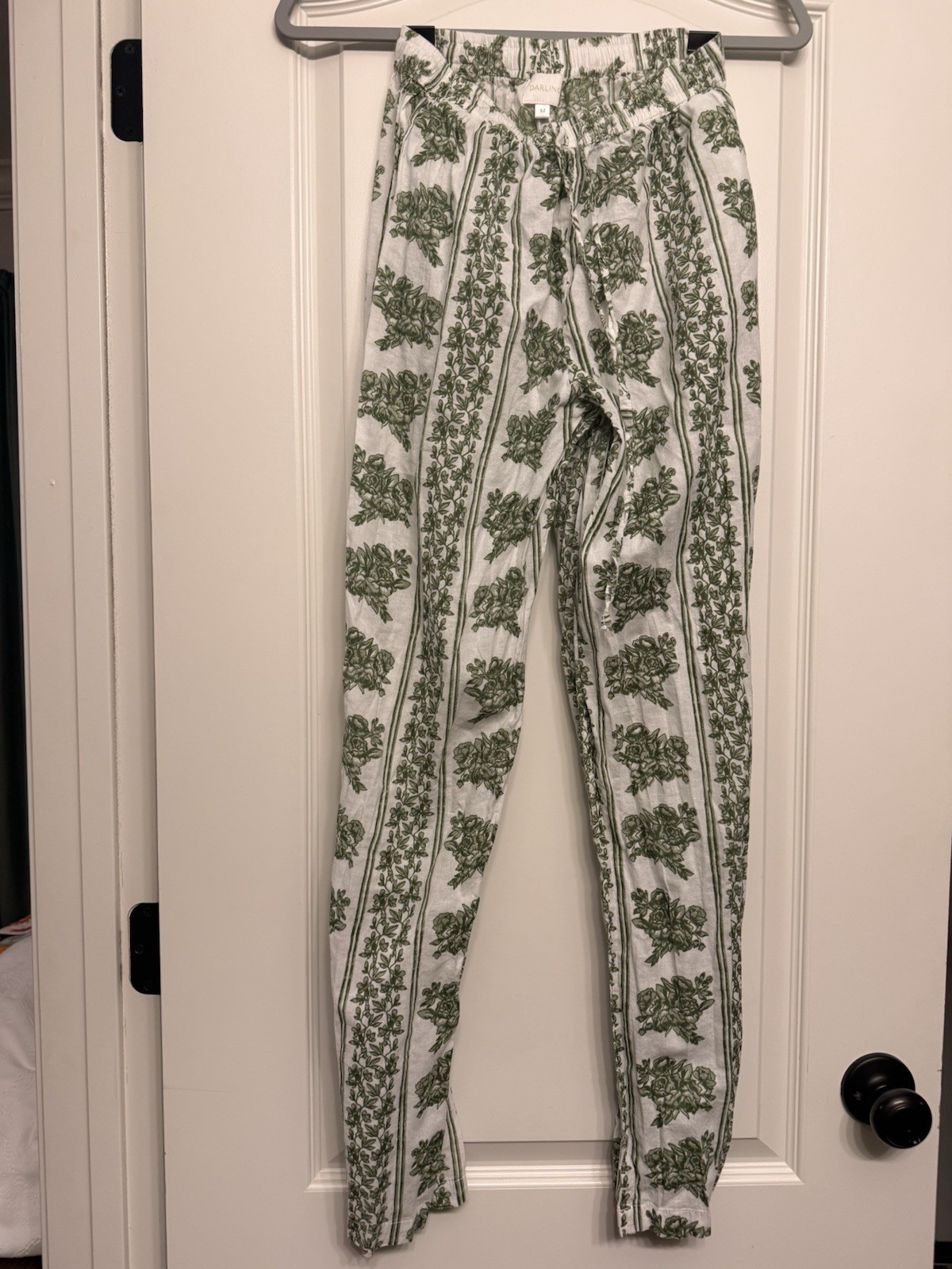 DARLING Loungewear Pajama Set – Floral Garden Green Button Long Sleeve – Size M
