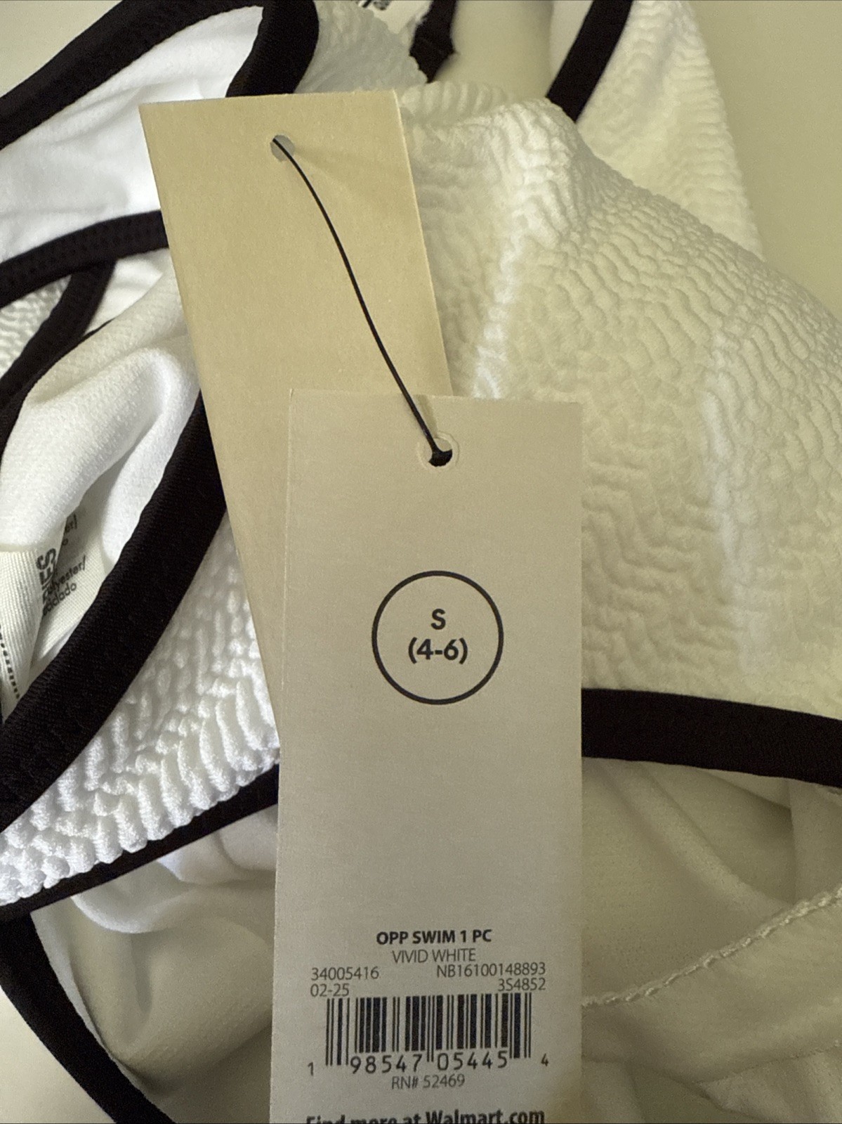 No Boundaries 1 Piece Vivid White Cheeky High Leg Swim Suit Size S (4-6) – New