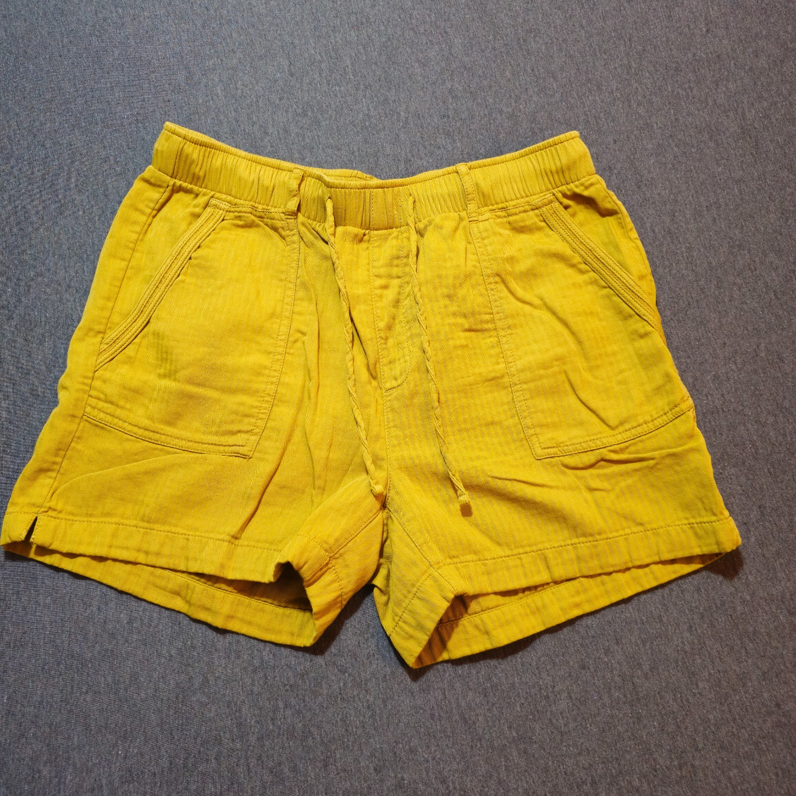 Old Navy Mustard Yellow Linen Blend Utility Drawstring Casual Shorts Size Medium