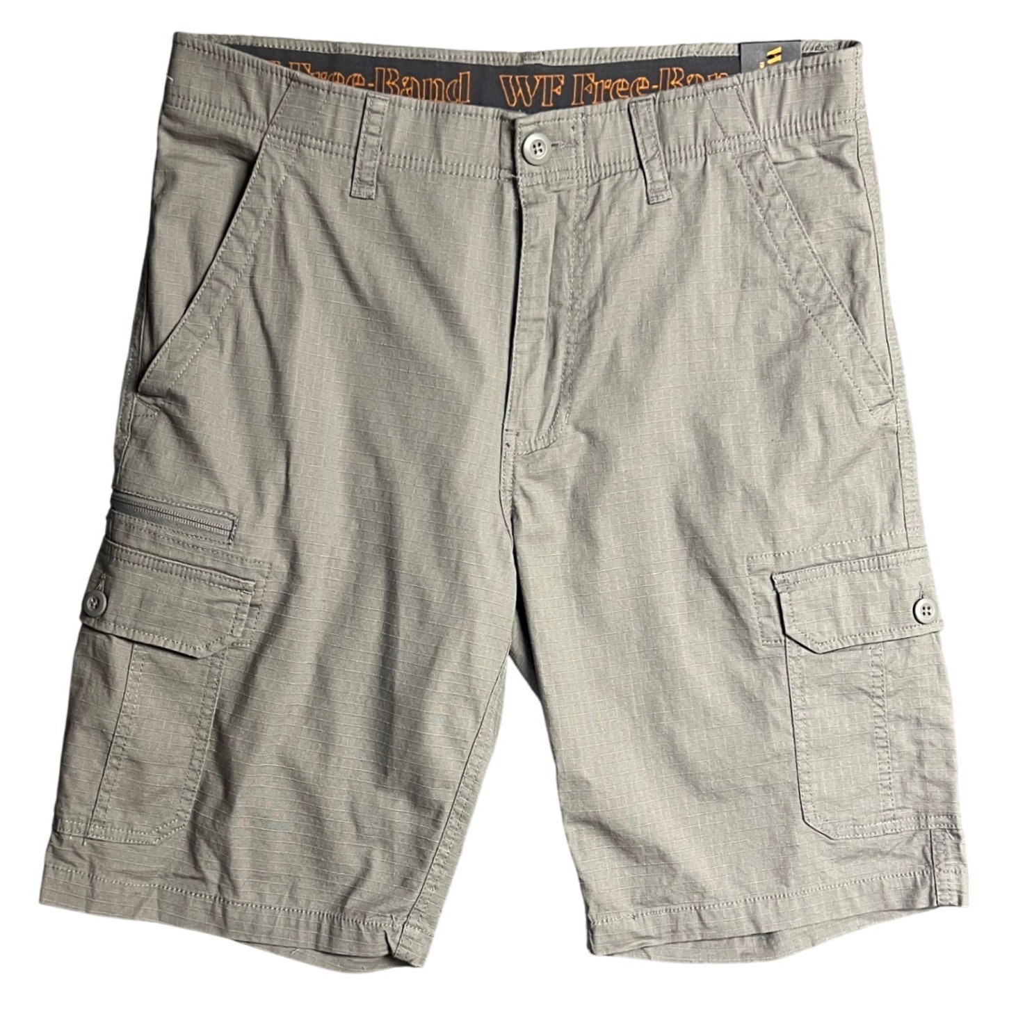 WearFirst Gray Ripstop Cargo Shorts Mens 34 Free Band Comfort Fit Utility Hiking