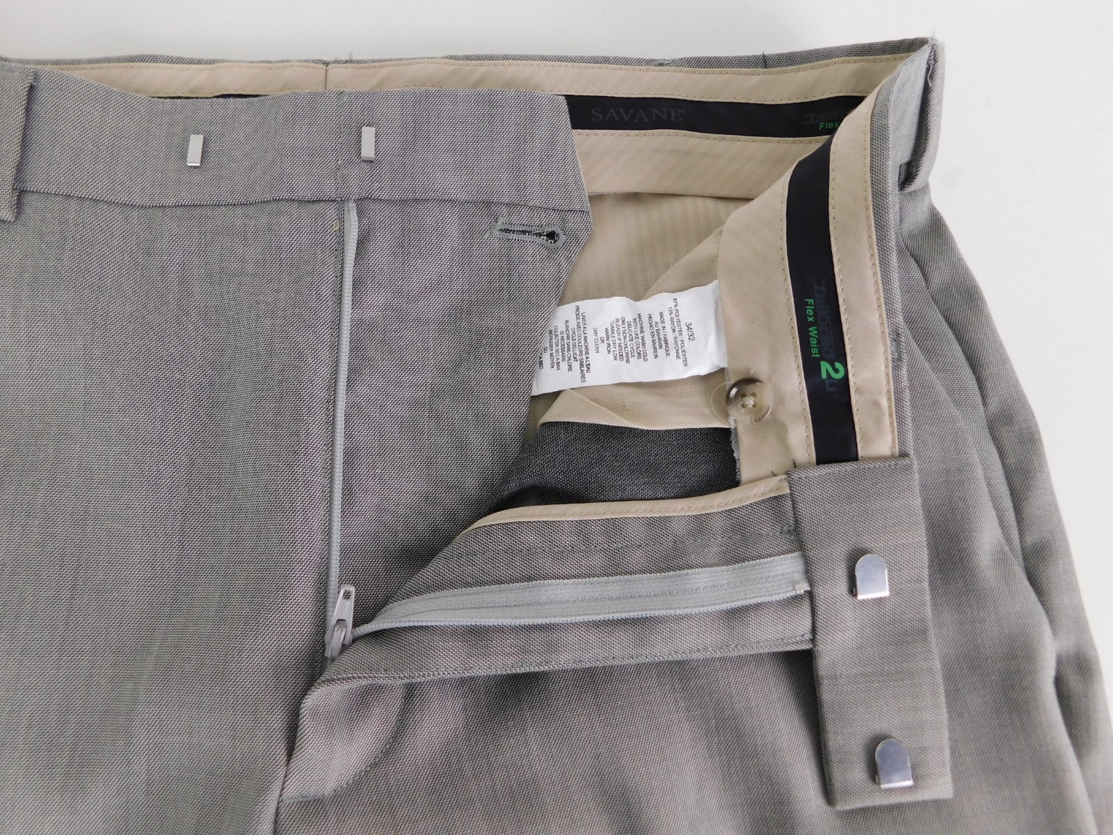 Savane Mens Designer Lightweight Sharkskin Gray Dress Pants 34 x 32 NEW $68