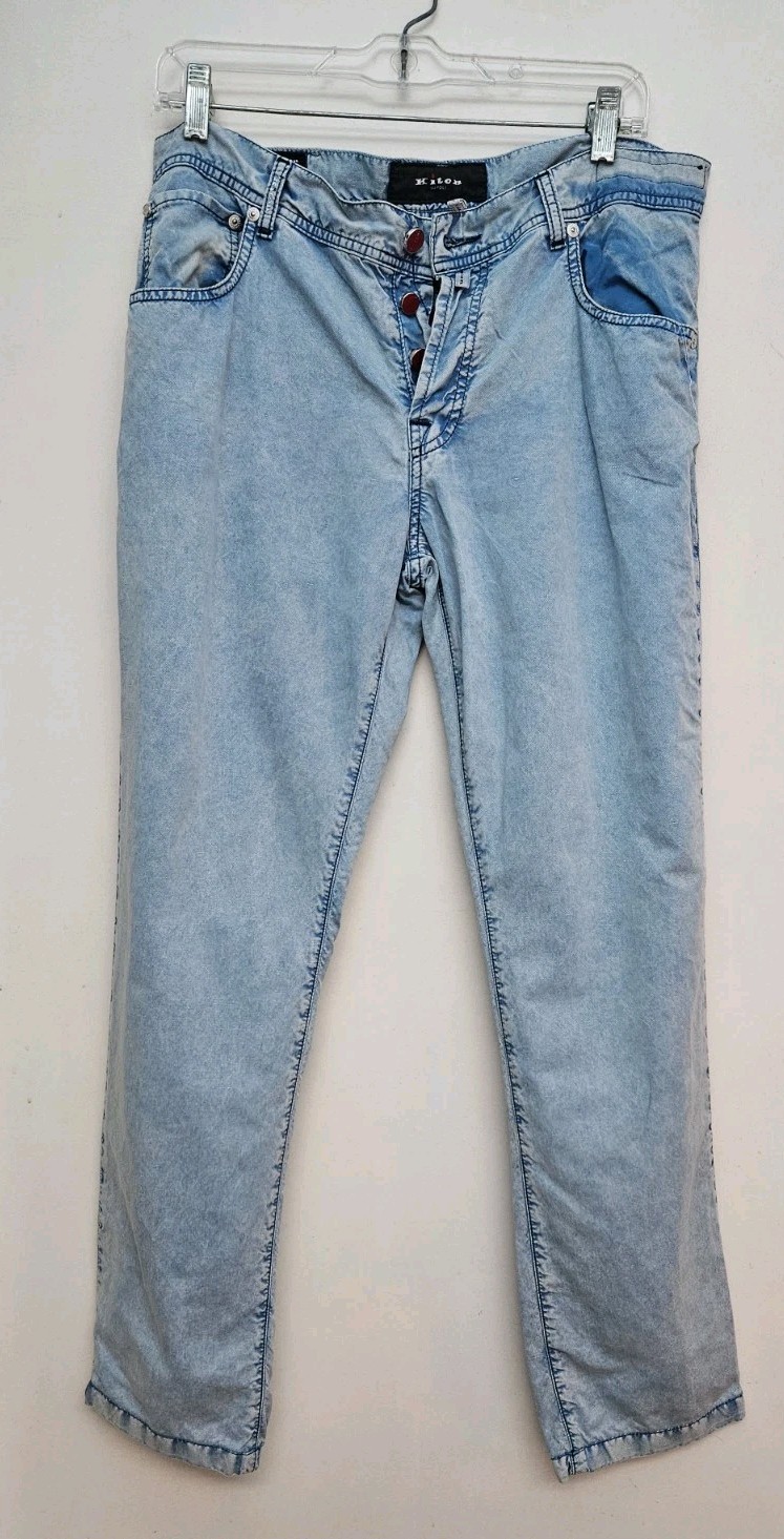 KITON slim 32 men denim Light Blue jeans Limited Edition ITALY pants